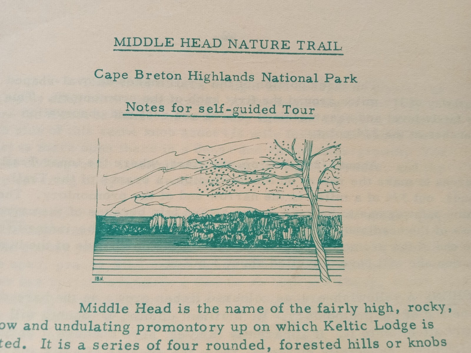 Cape Breton Highlands National Park 1968 MIDDLE HEAD NATURE TRAIL Pamphlet