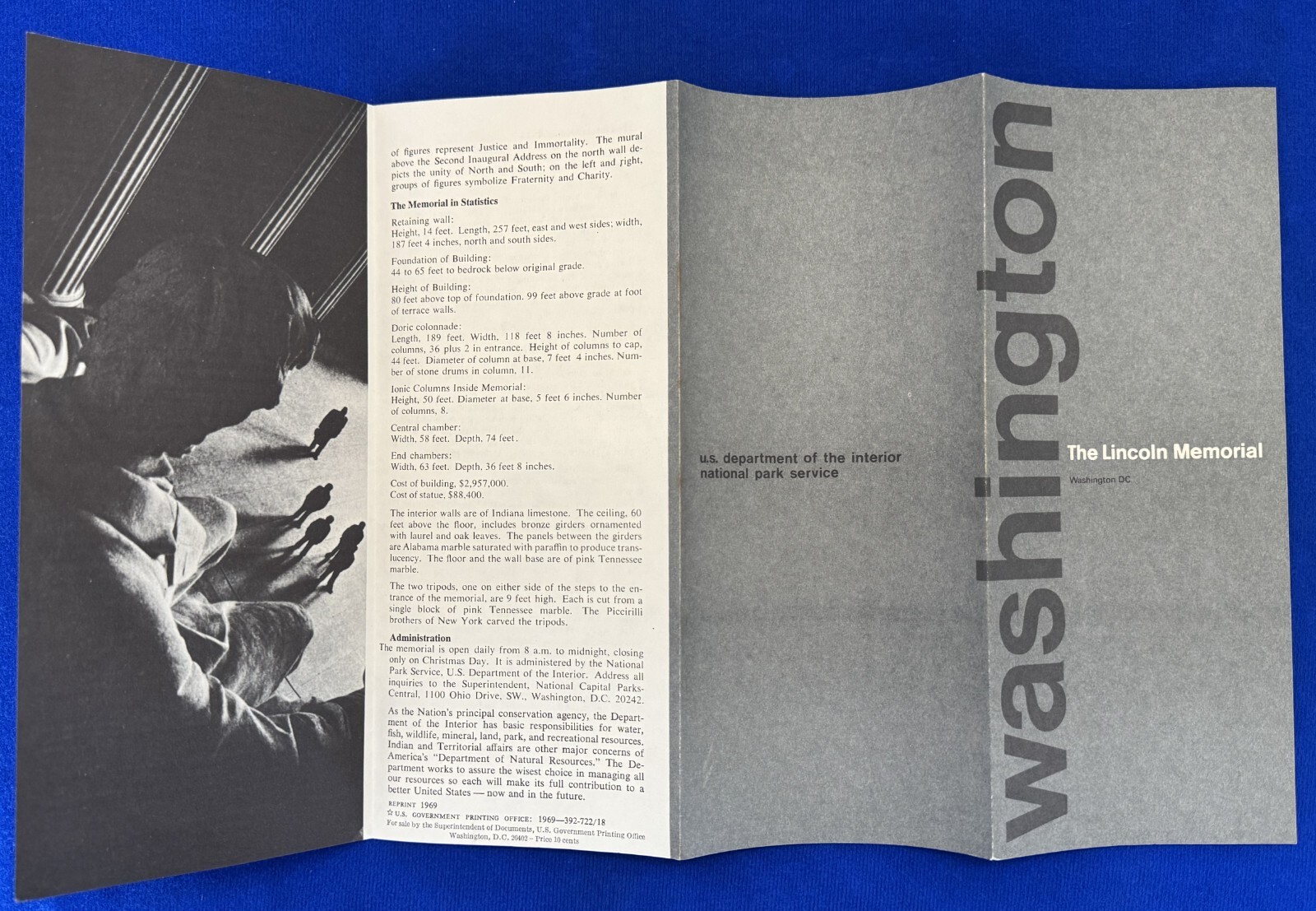 Vintage 1969 The Lincoln Memorial Washington DC National Park Service Brochure 2