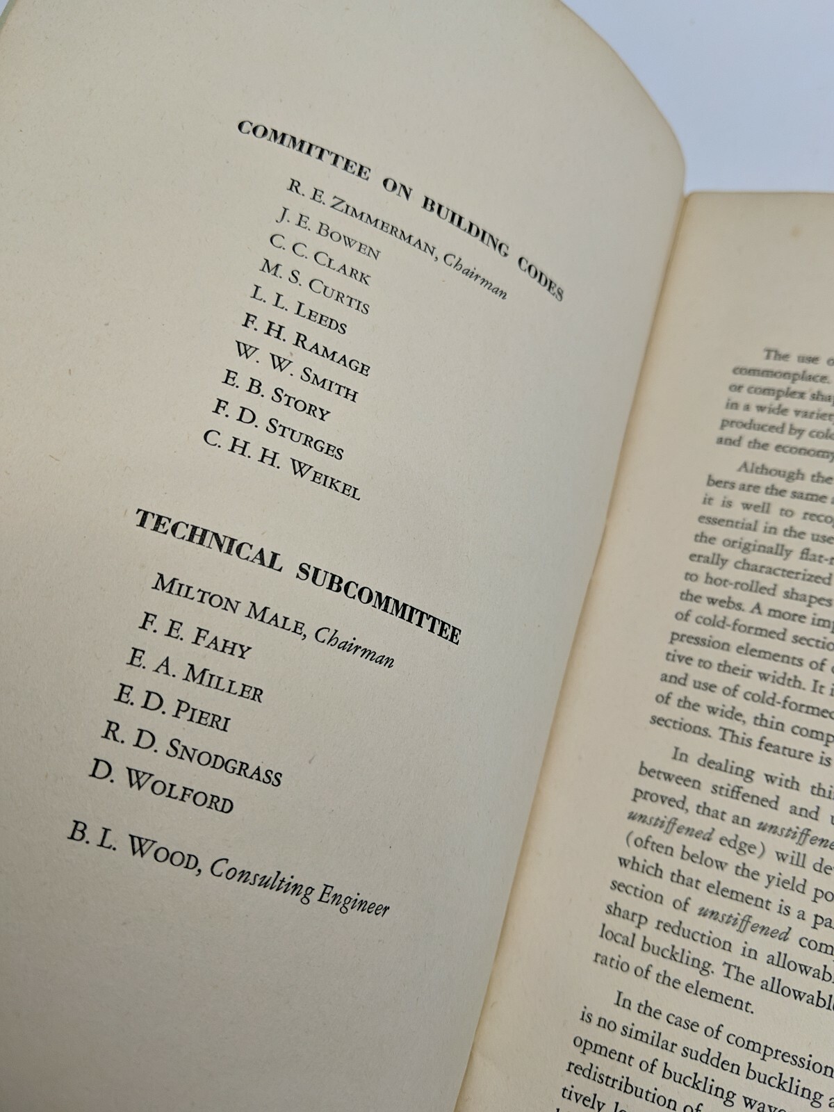 1946 Specification design light gage steel structural Iron steel & Letter/card