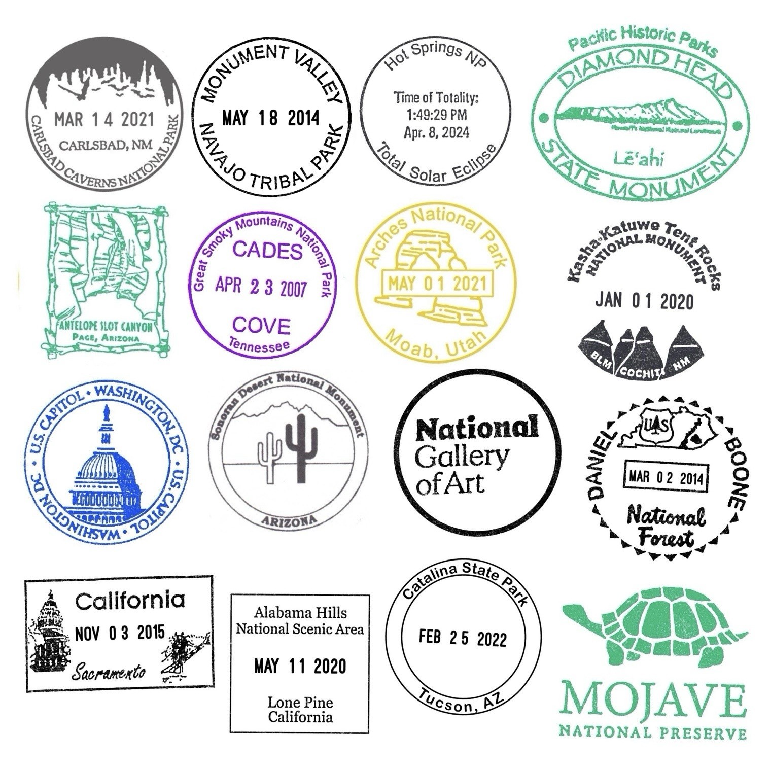National Park Passport Cancellation Stamp Stickers- Passport Stickers