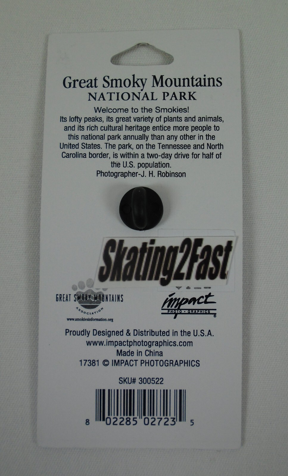 Great Smoky Mountains National Park Welcome Sign Photo Lapel Pin