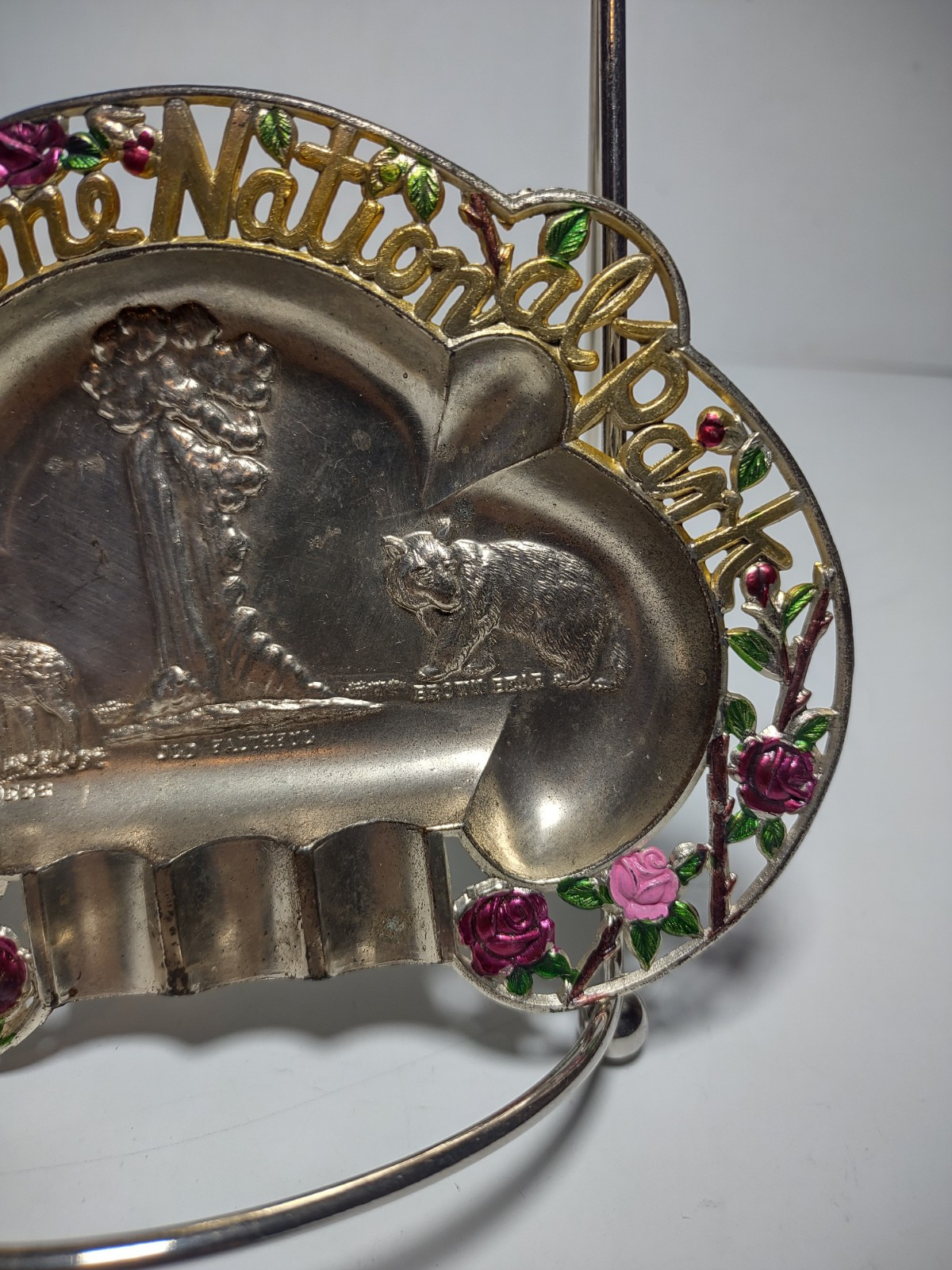 Vtg 1950-60 Yellowstone National Park Souvenir Metal Tin Ashtray G Nov Co Japan