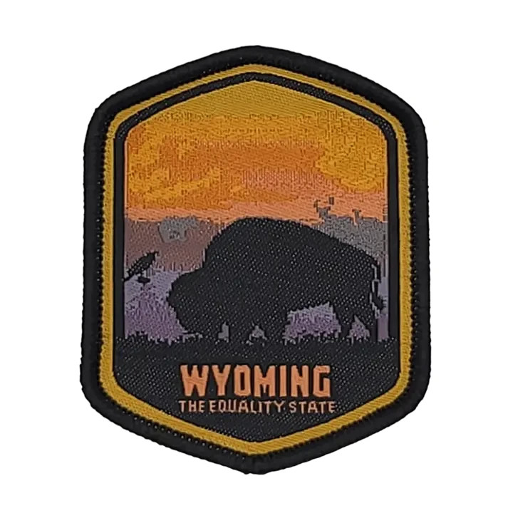 Wyoming The Equality State Patch 2″x2 1/2″ Embroidered Iron-On Hat National Park