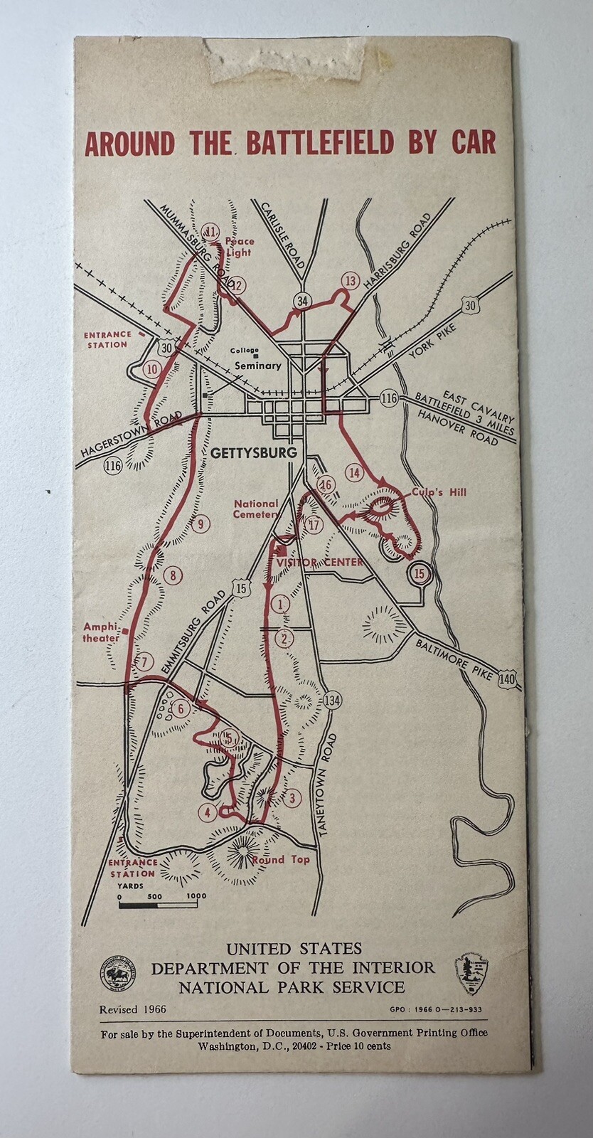 Vintage 1966 Gettysburg National Military Park Brochure Civil War
