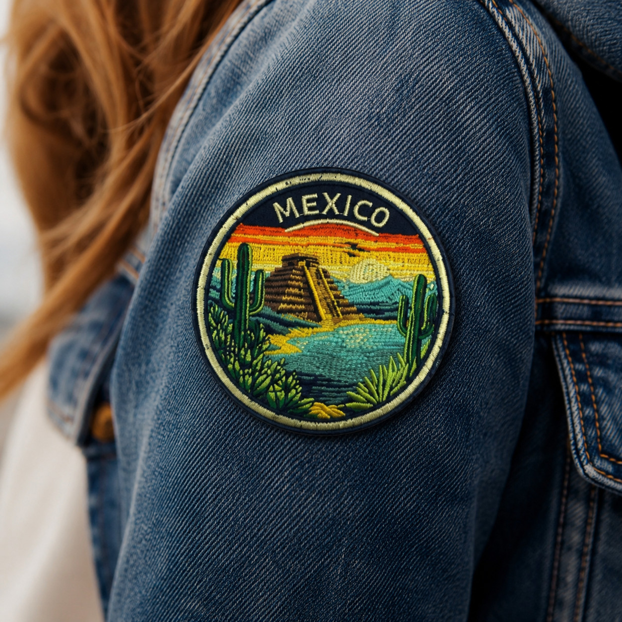 Chichen Itza Mexico Patch 3″ Iron On Embroidered Pyramid Travel Souvenir