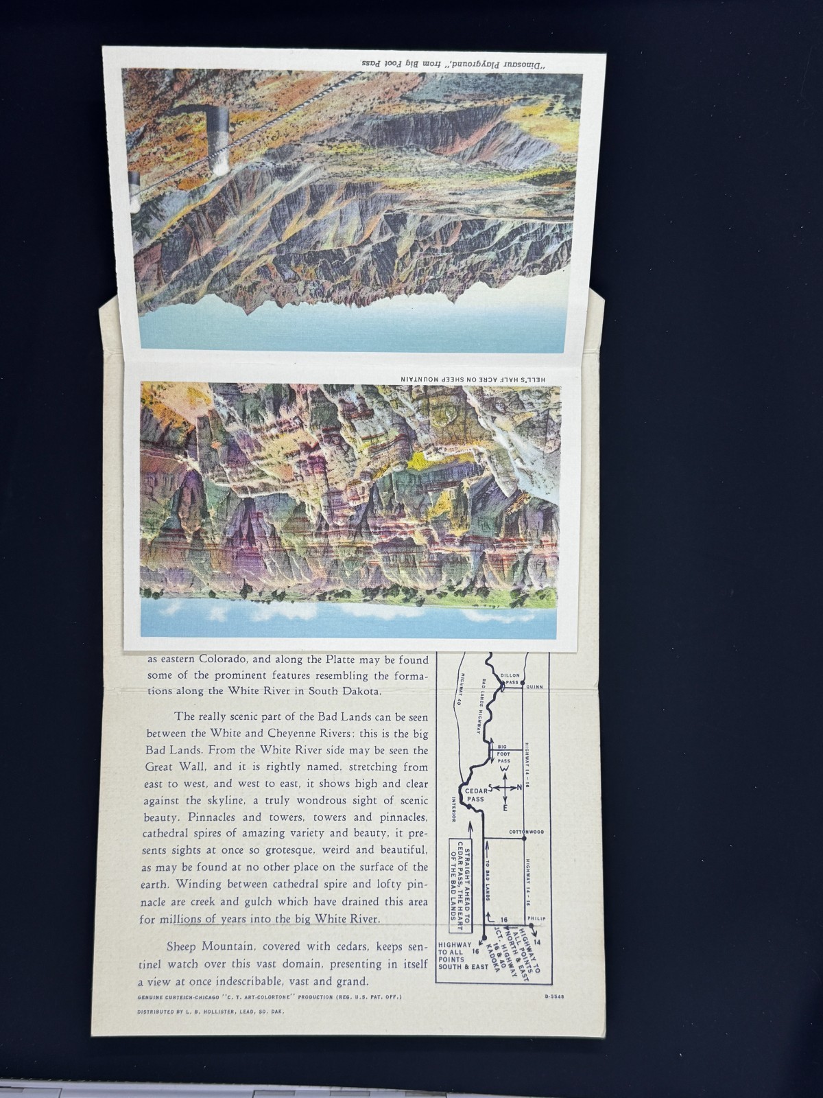 Vintage Souvenir Folder of Bad Lands National Park North Dakota South Dakota