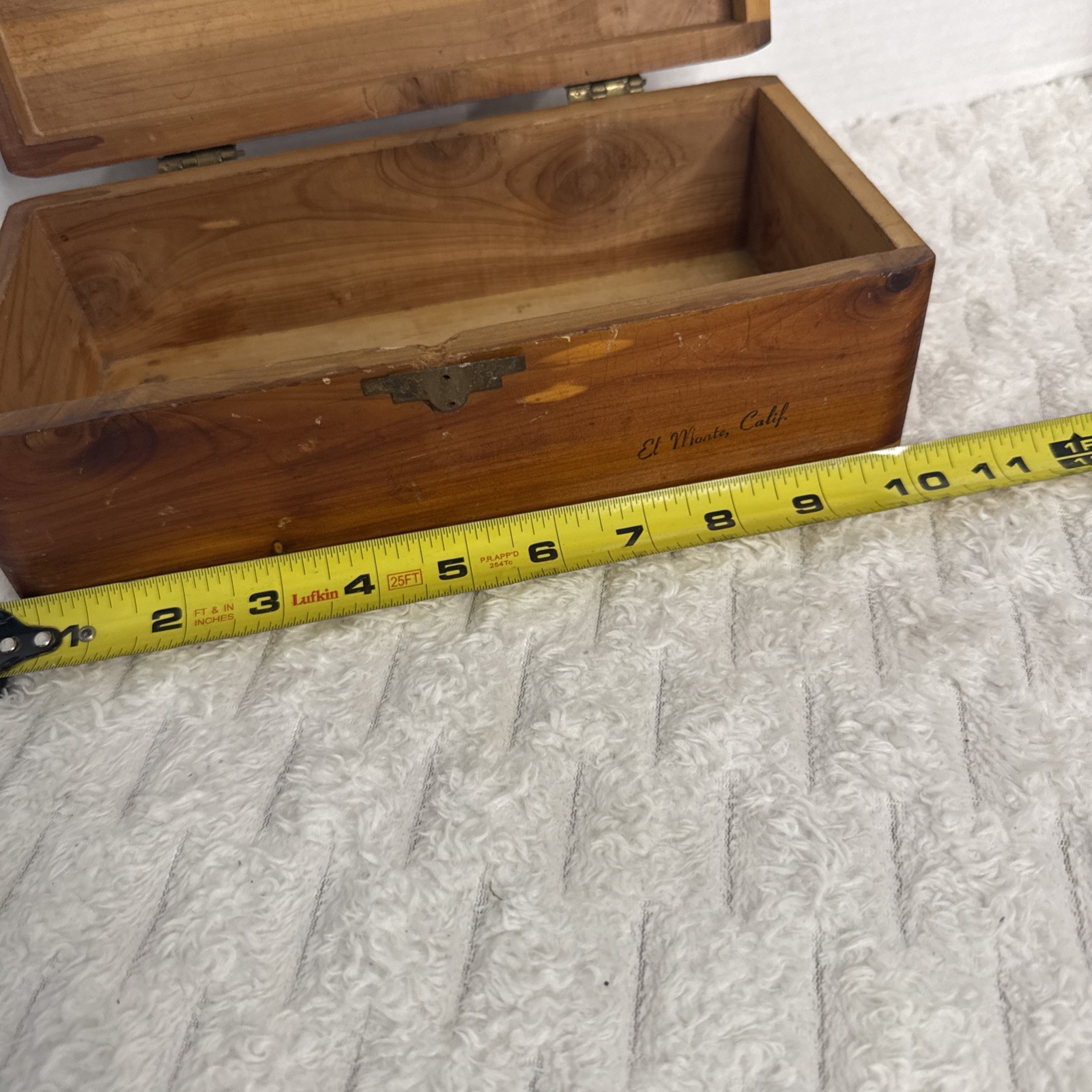 Vintage El Monte California Cedar Wood Chest Souvenir Mother Rose Treasure Box