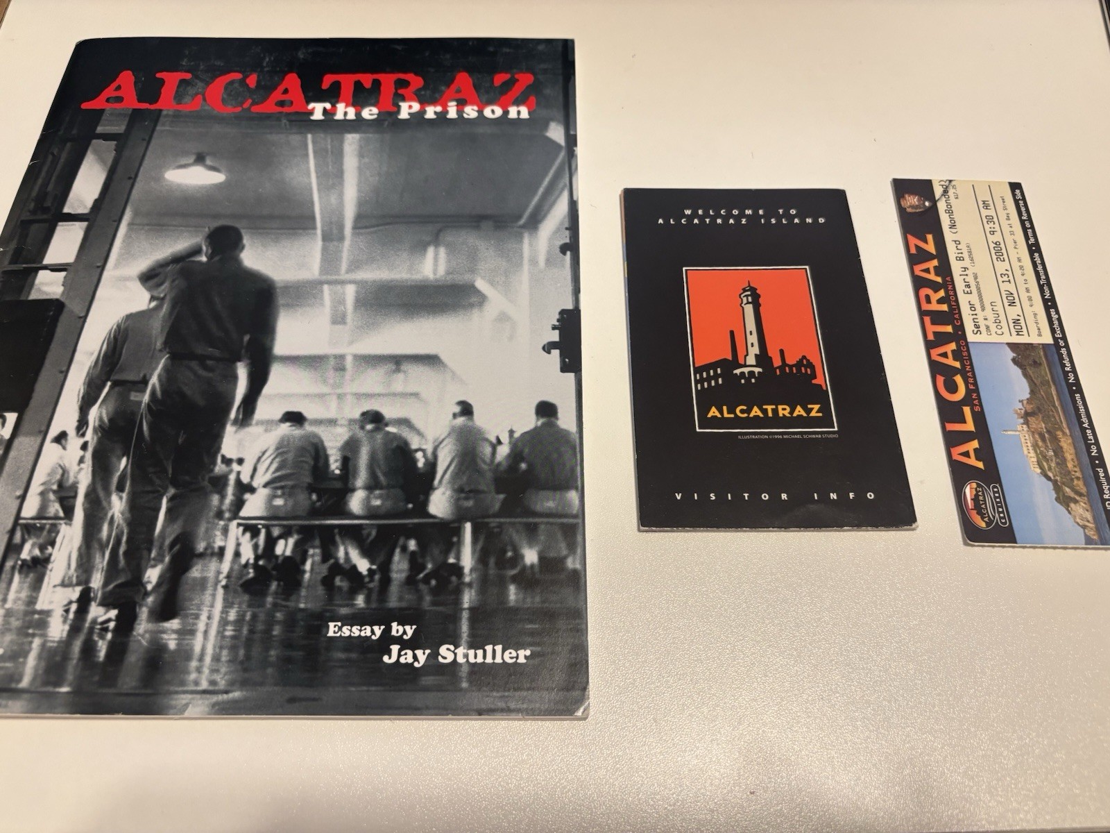 Vintage Alcatraz Prison Tour Souvenir Lot Book Visitor Guide Ferry Ticket Set