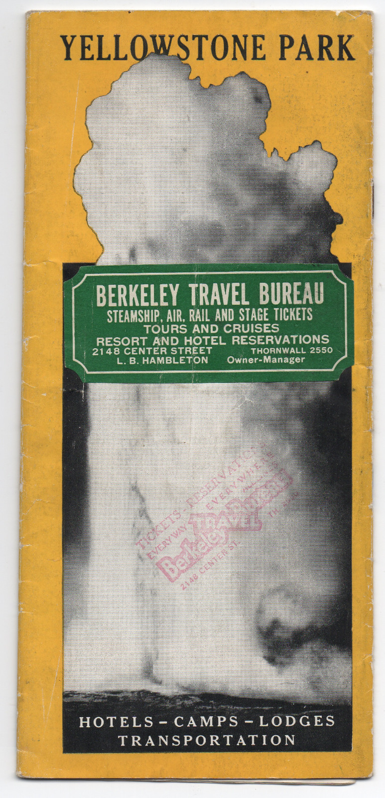 1930s Advertising Brochure for Yellowstone National Park Hotels Camps Lodges