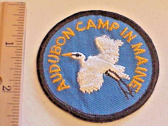 AUDUBON CAMP IN MAINE EGRET 2 3/8″ ROUND VINTAGE PATCH NEW FREE SHIPPING !!!