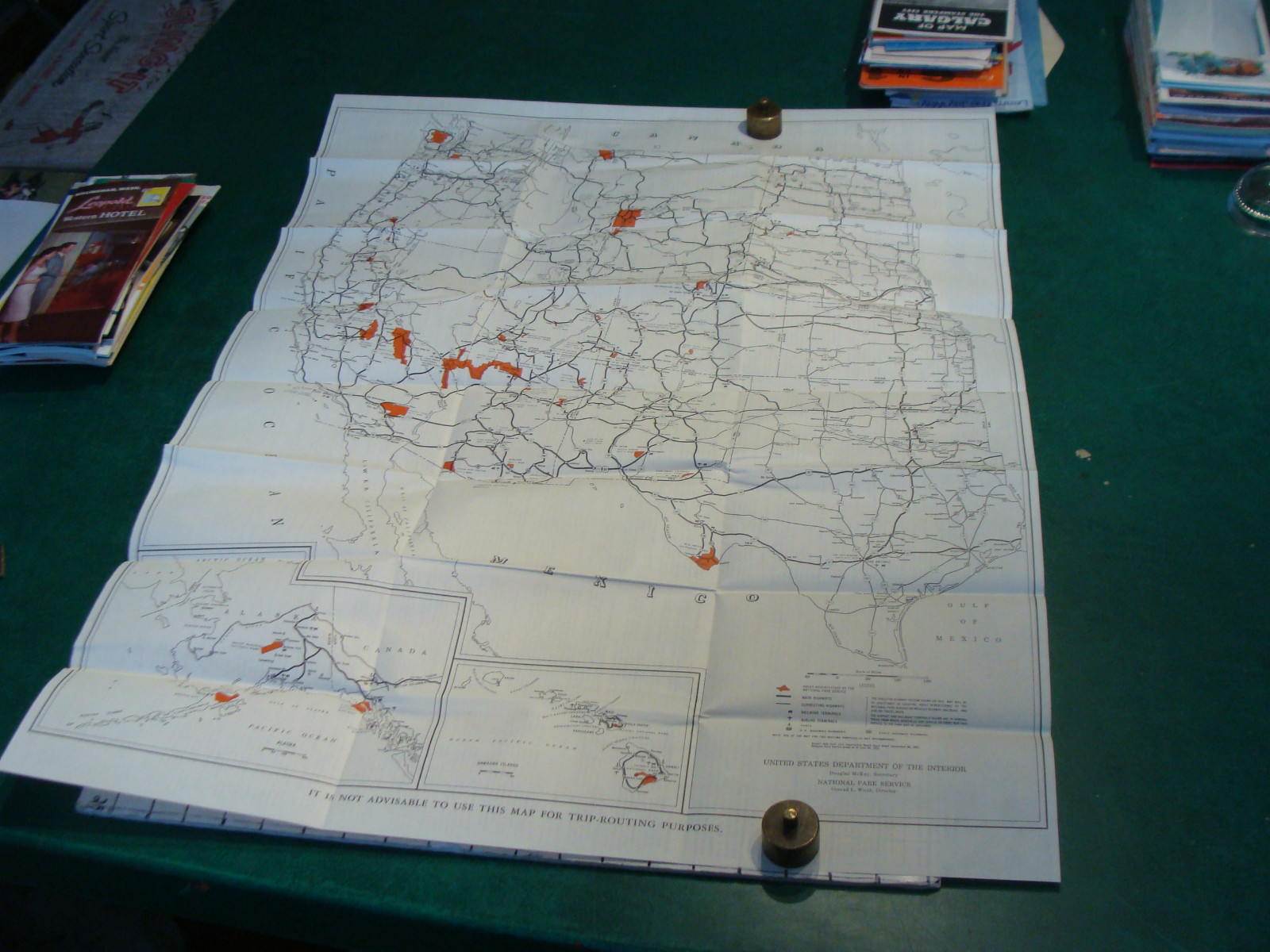vintage HIGH GRADE travel brochure: big map of NATIONAL PARKS 50’S OR 60’S