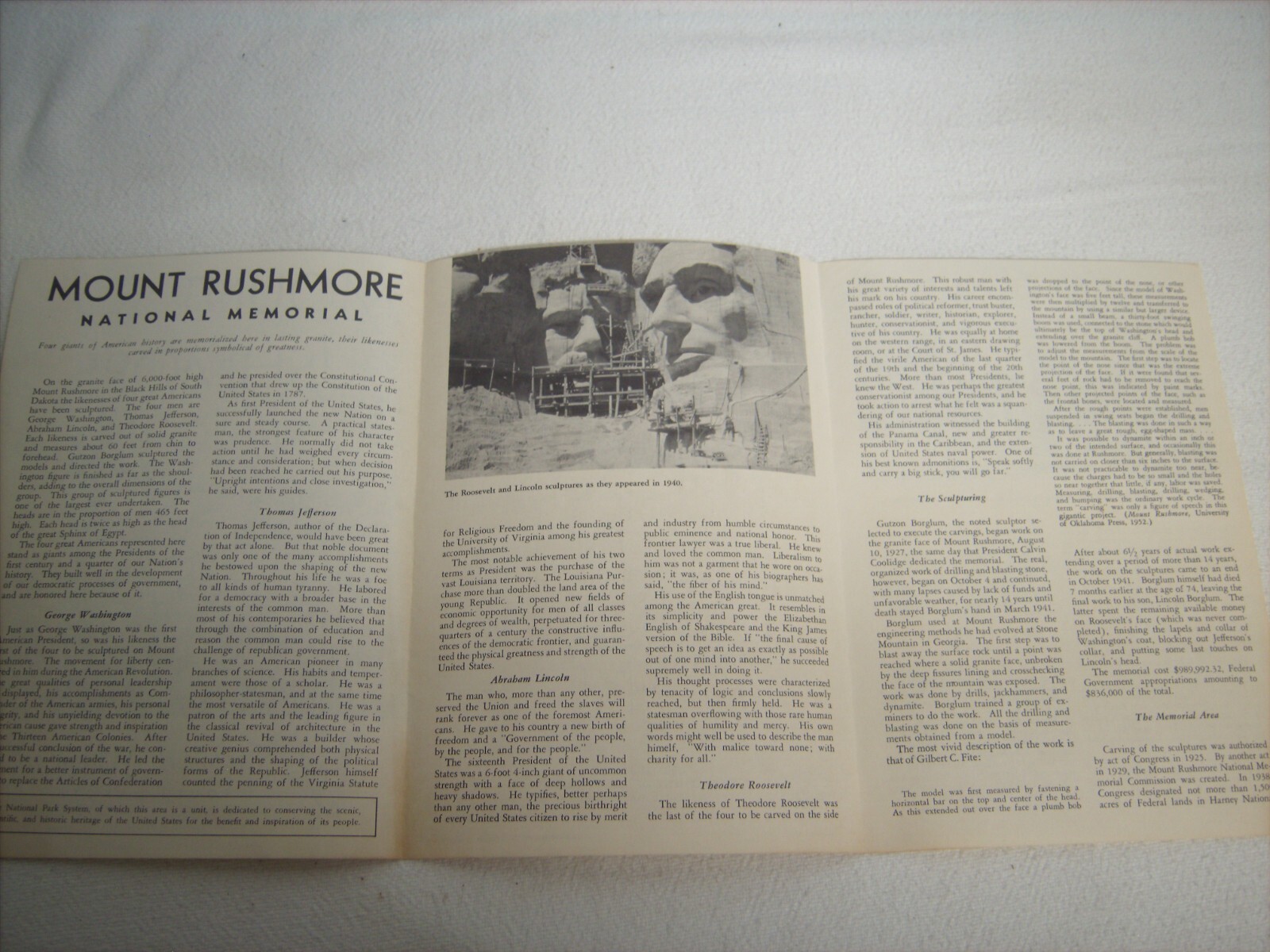 Vtg Visitors Guide Mount Rushmore National Memorial 1962