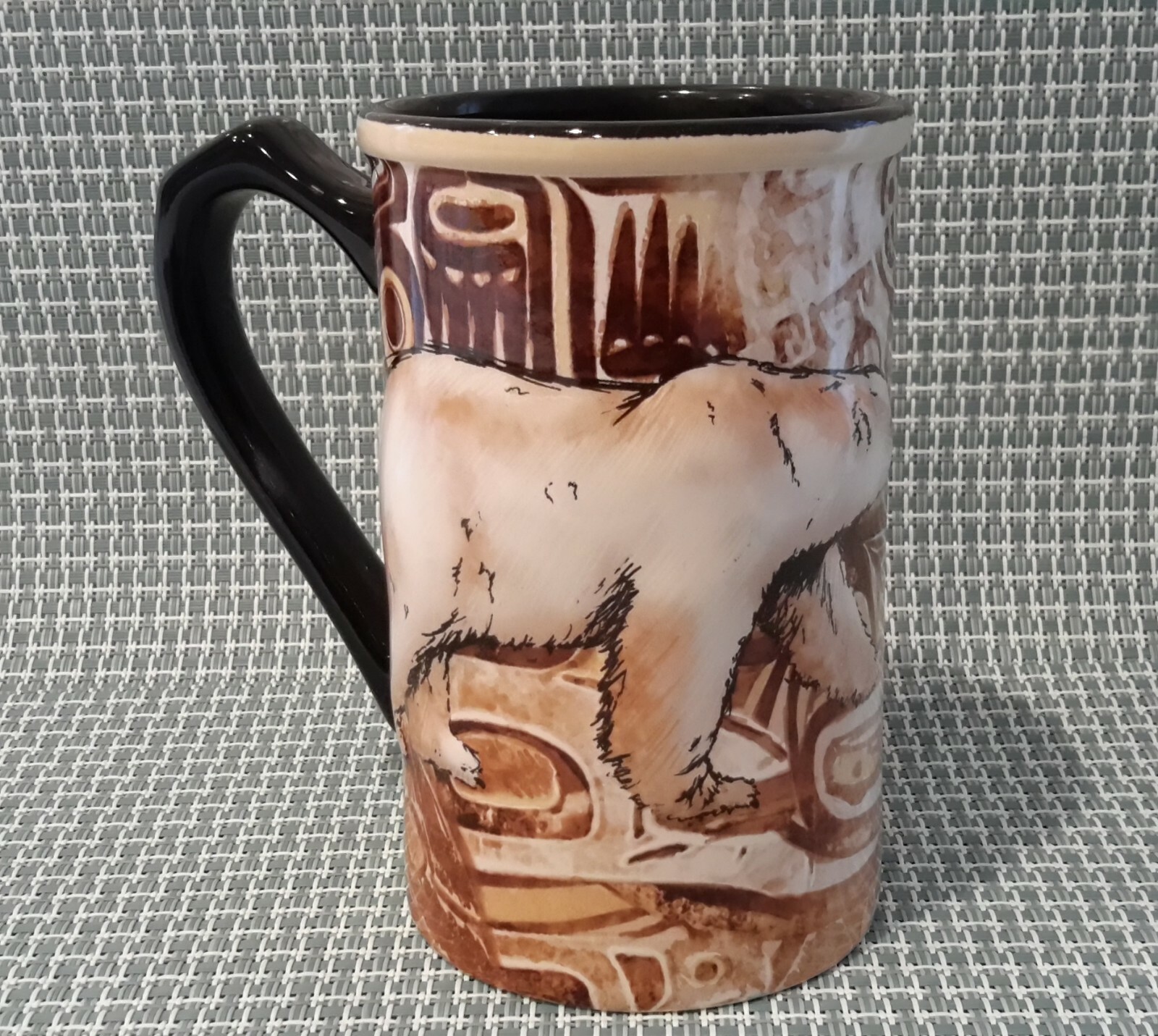 SeaWorld 3D Ceramic Coffee Mug Polar Bears Cream/Black Pre-owned