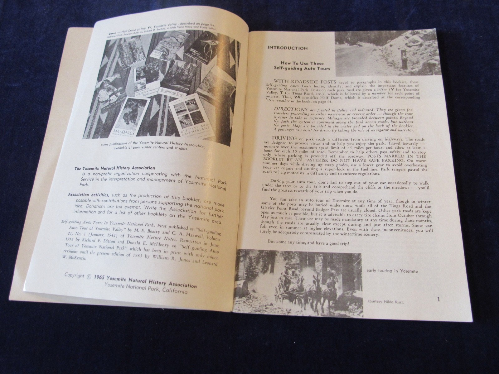 Vintage 1965 Self Guiding Auto Tours In Yosemite National Park Brochure C564