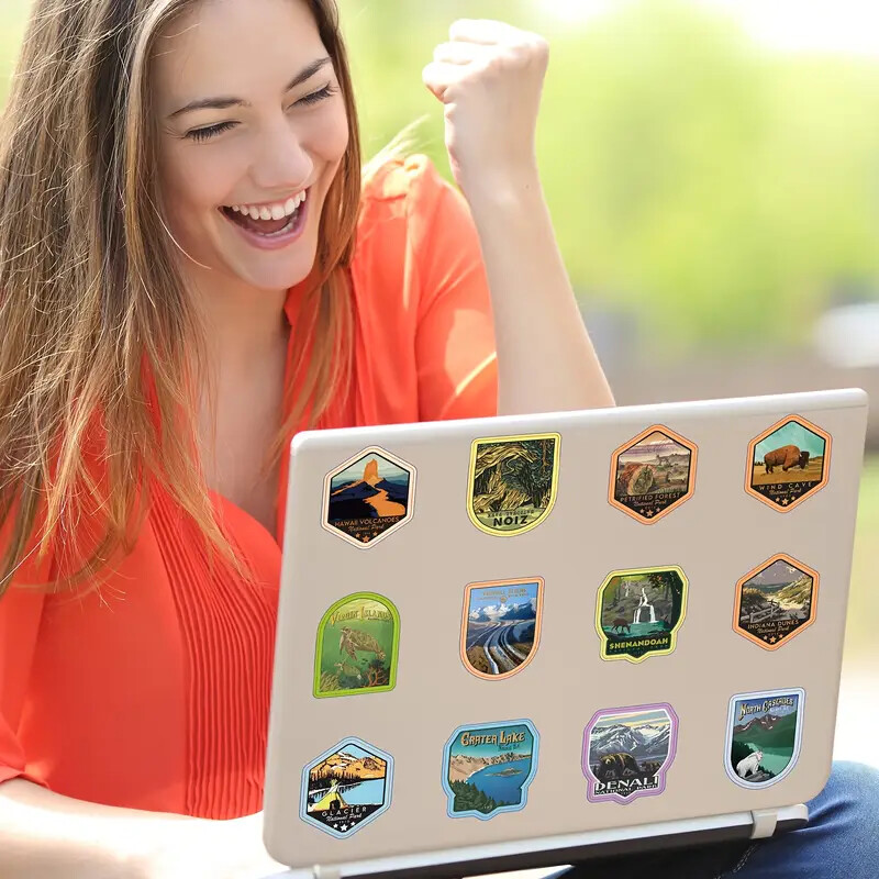 63 Pack American National Park Vinyl Stickers Durable Artistic Decals for Laptop