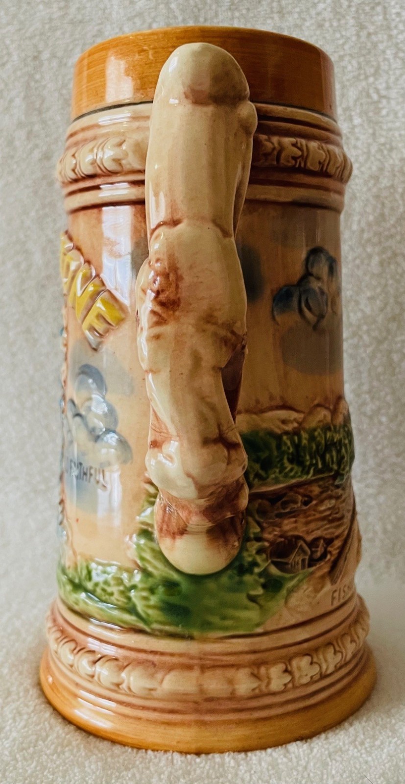 Vtg Yellowstone National Park Souvenir Mug Stein, ceramic, 7″tall, made in Japan