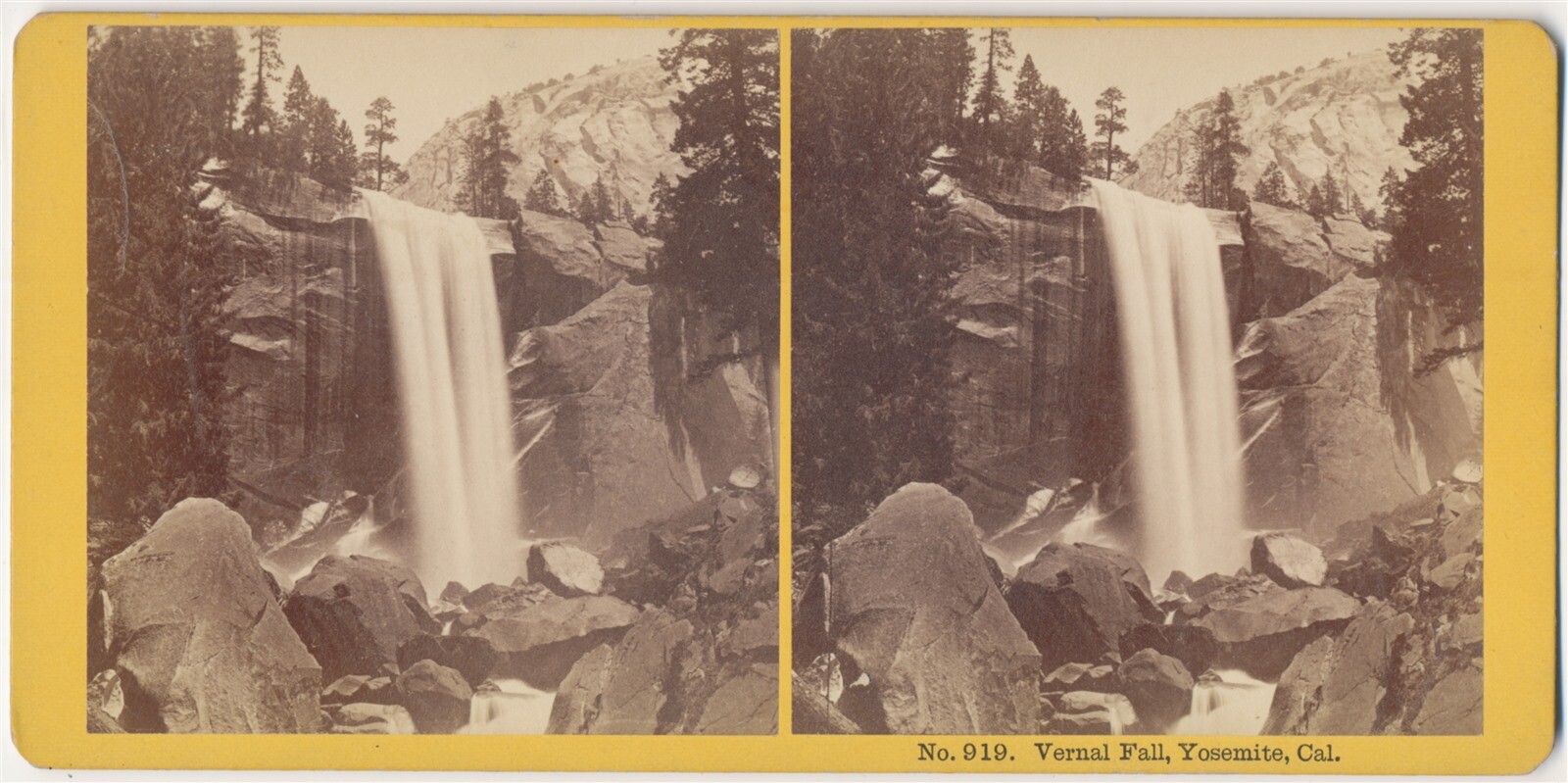 c1870 Vernal Falls Yosemite California Kilburn Brothers Stereoview Photograph