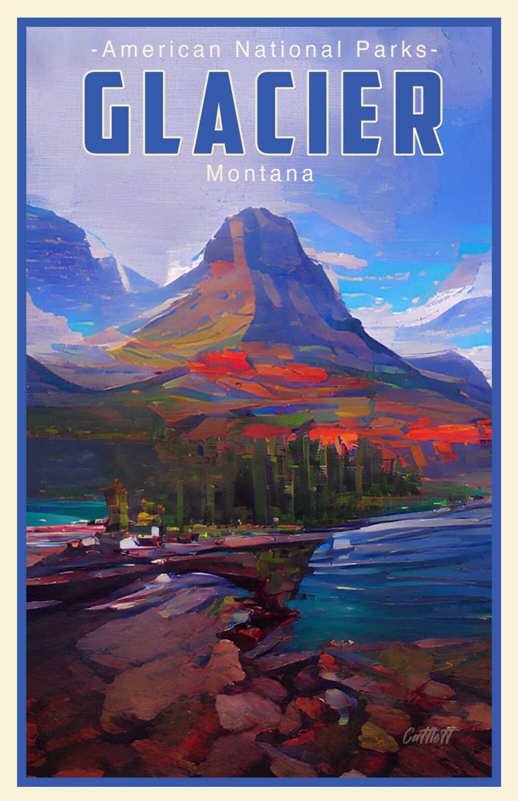 Glacier National Park Montana Travel Poster • Signed • 11×17 Nice
