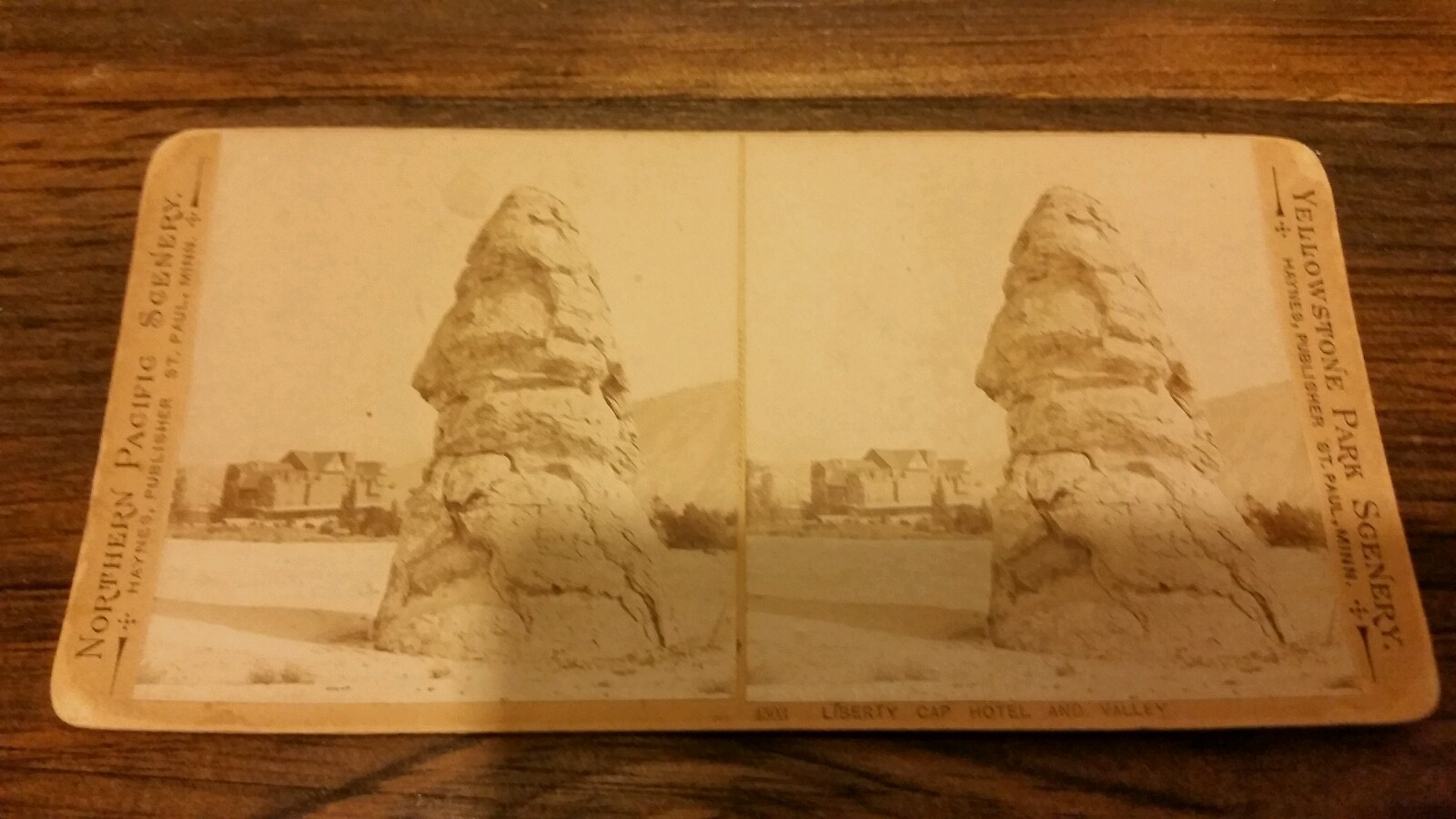 1870’s HAYNES NORTHERN PACIFIC RR YELLOWSTONE PARK LIBERTY CAP HOTEL Stereoview