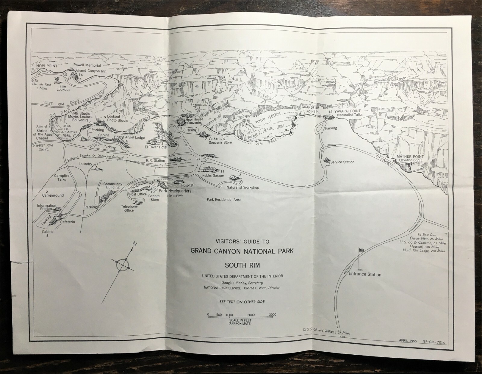 1955 Grand Canyon National Park Visitors Guide with Map