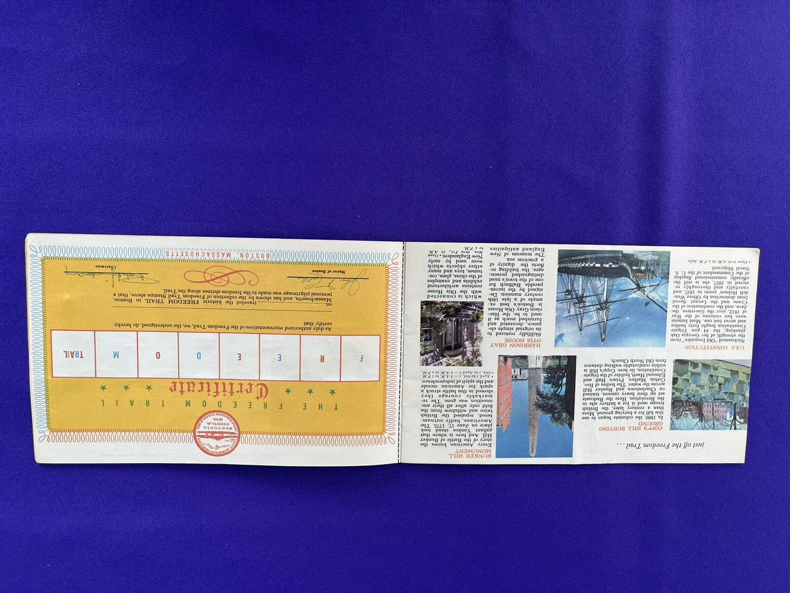 Vintage Historic Boston Freedom Trail Walking guide Brochure