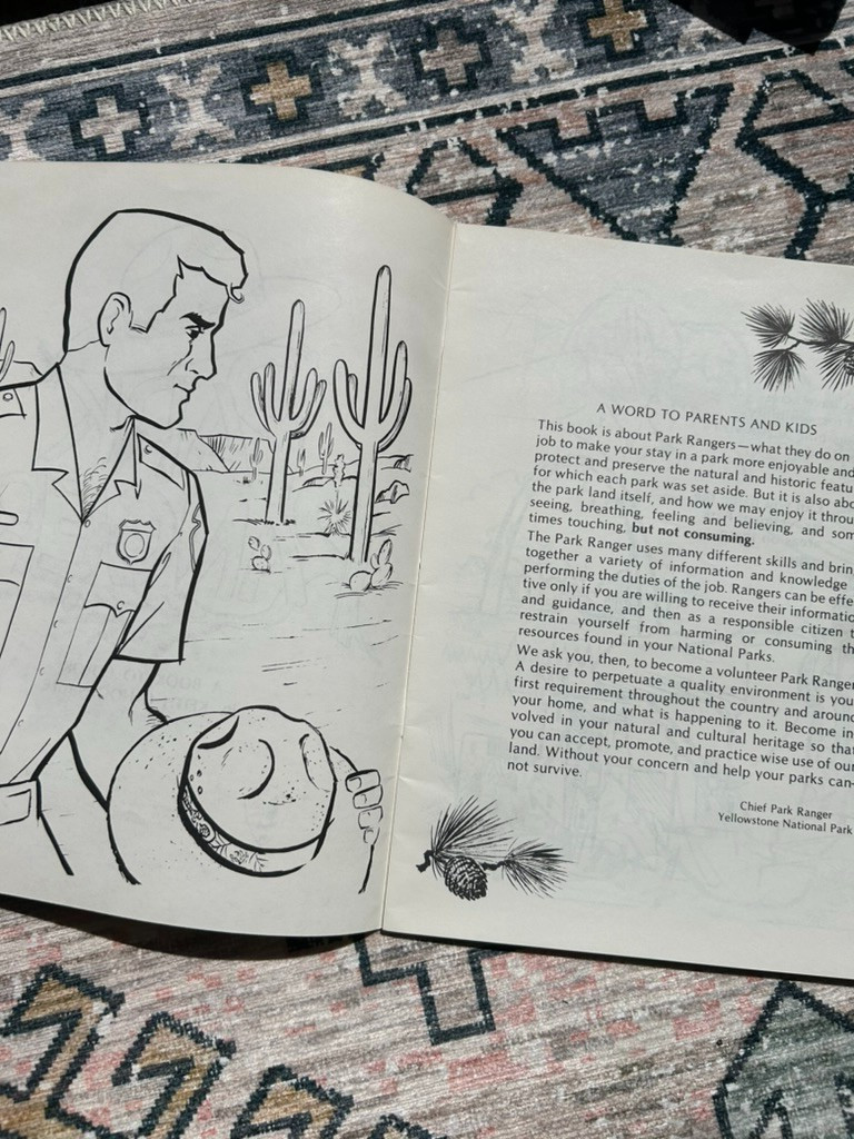 Vintage 1977 Park Ranger Coloring Book National Park Service Collectible
