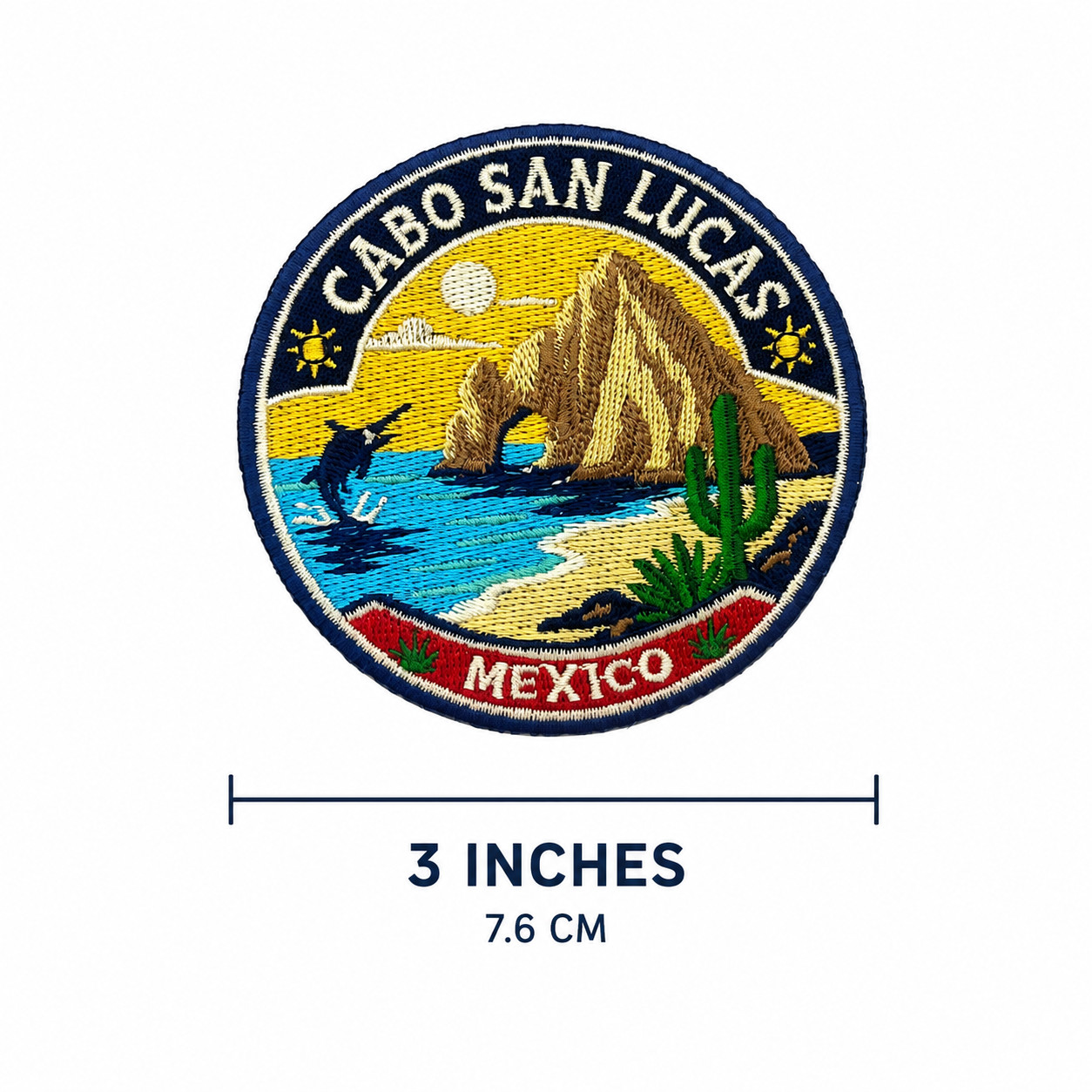 Cabo San Lucas Mexico Patch 3 Inch Iron On Embroidered Beach Sunset Travel Badge