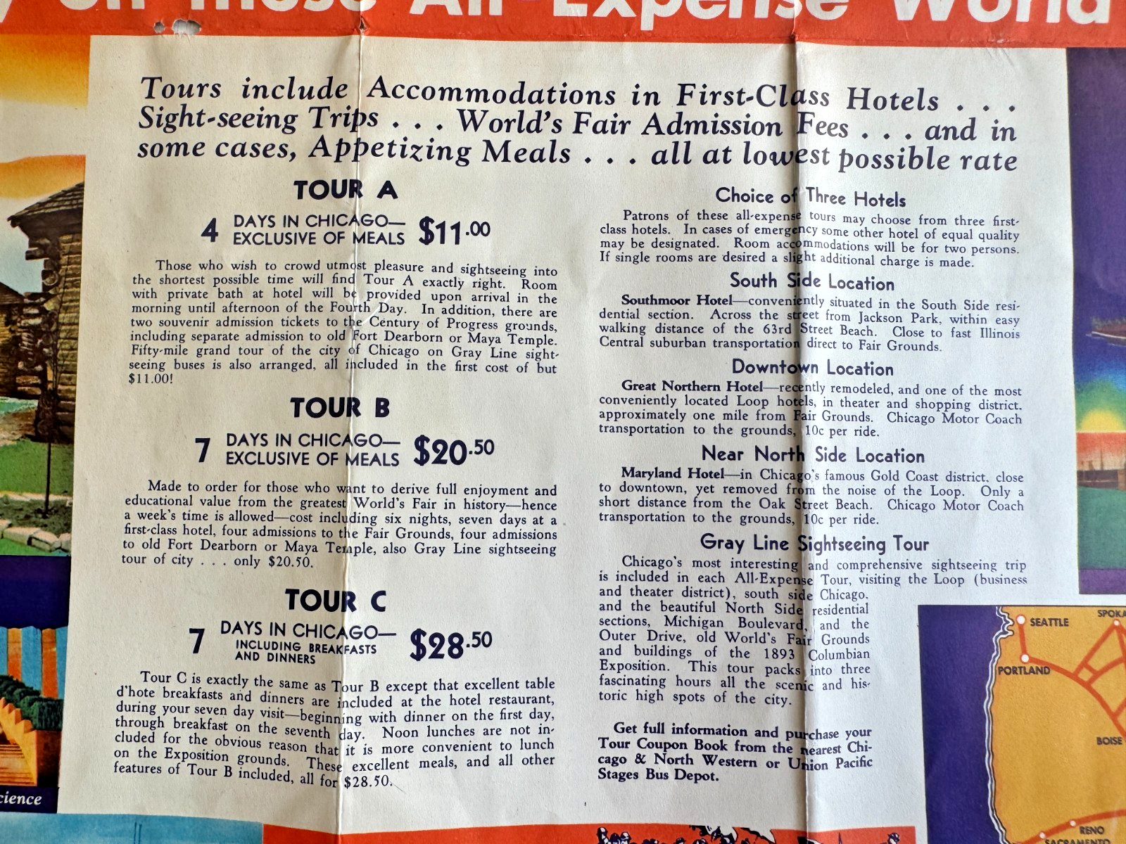 1933 Chicago World’s Fair Travel Brochure by Union Pacific & Chicago Northern