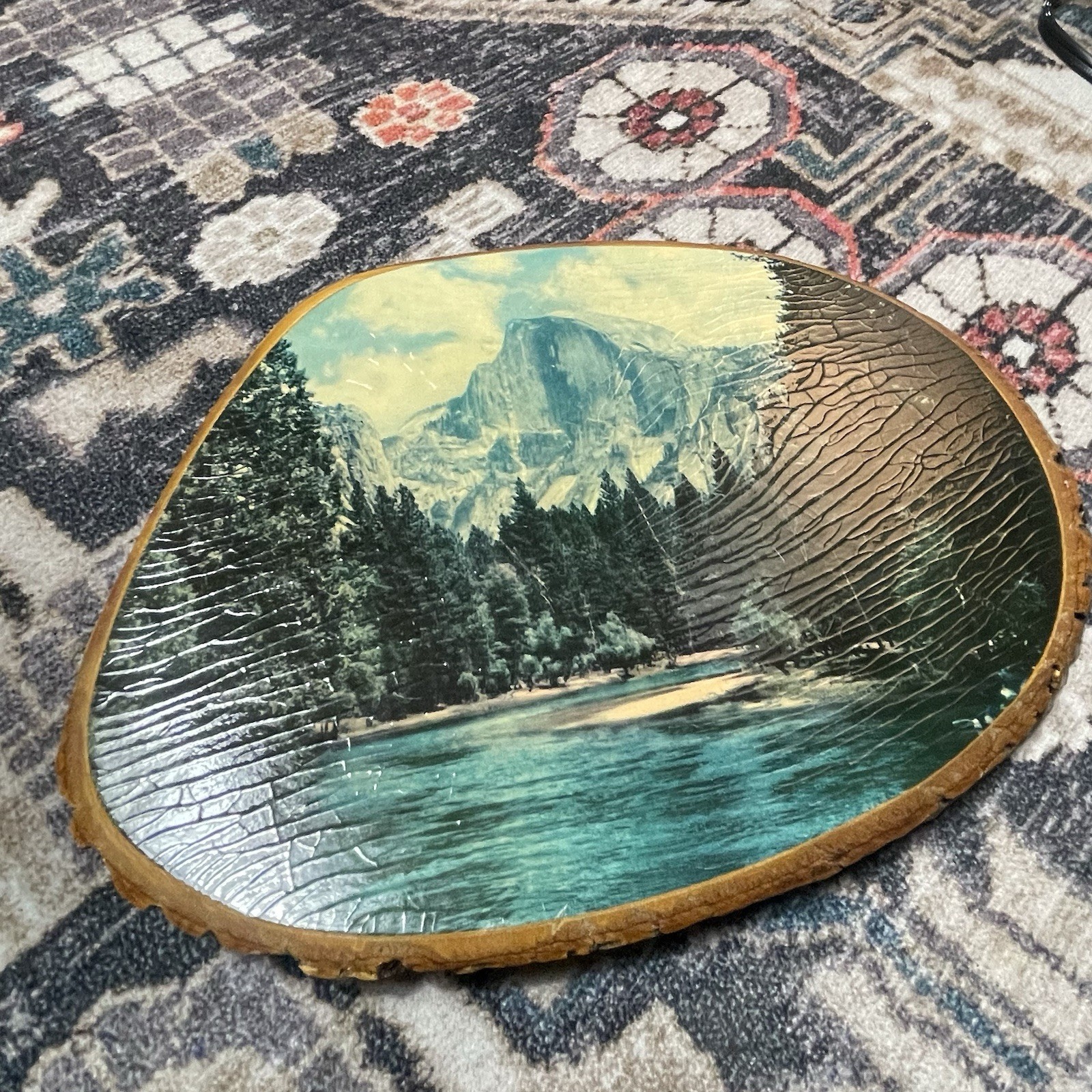 Vintage Yosemite Half Dome Live Edge Wood Special Plaques Genuine Trail Marker