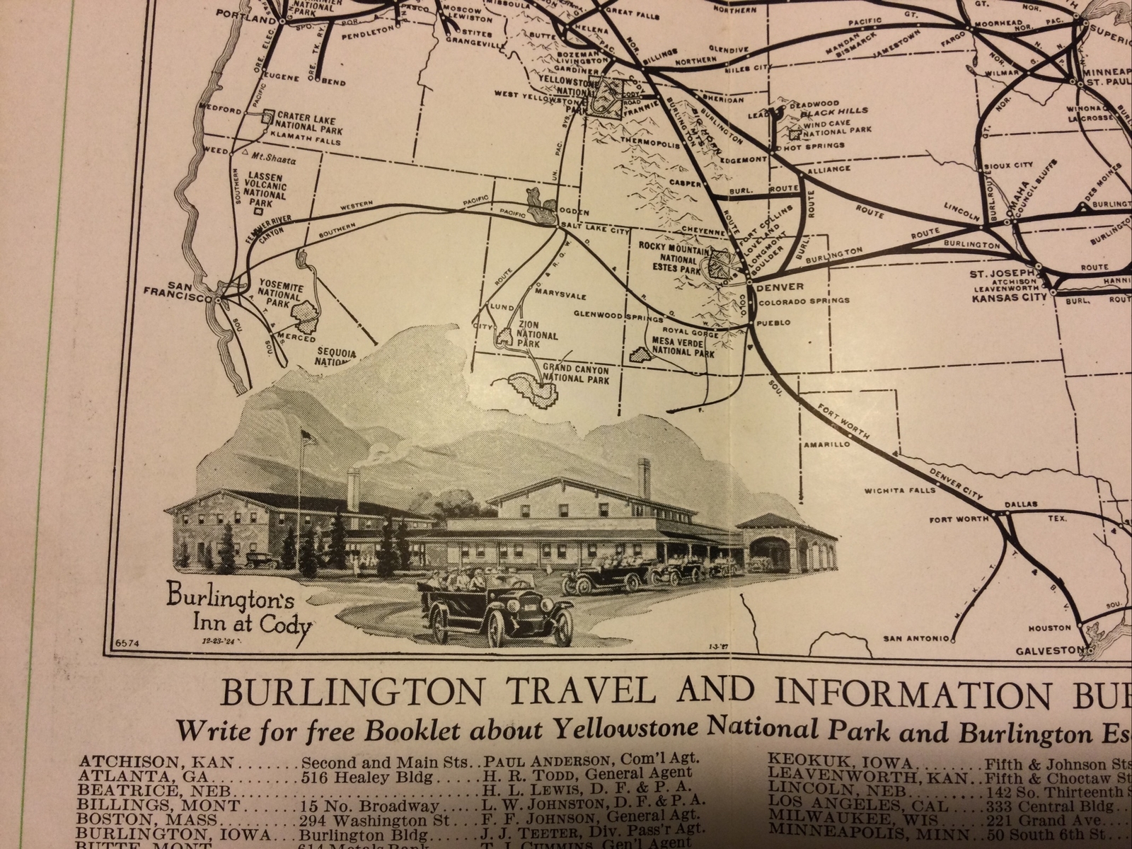 1927 BURLINGTON ROUTE RAILROAD TRAVEL TOUR BROCHURE THE CODY ROAD TO YELLOWSTONE