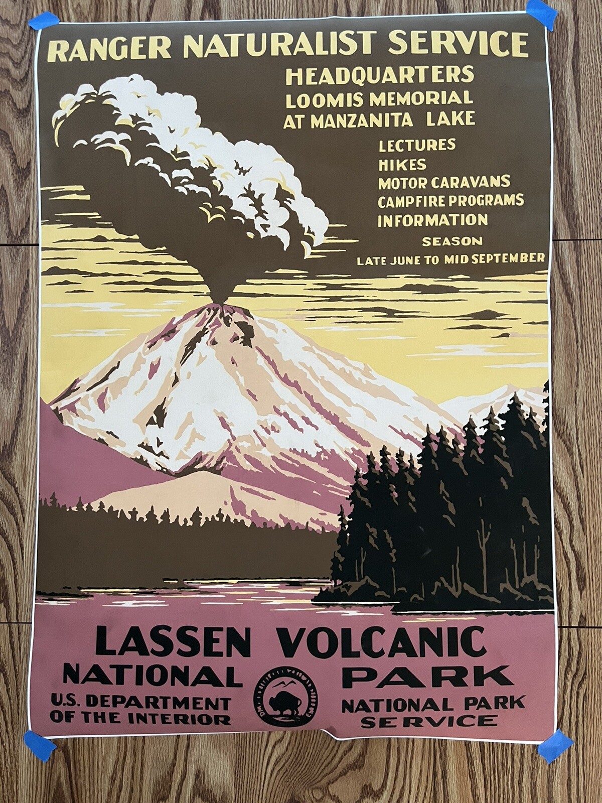 Lassen Volcanic National Park Travel Poster 24×34 U.S. Dept Of Interior 2012