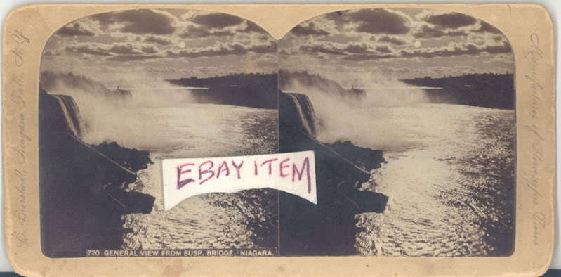 STEREOVIEW CHARLES BIERSTADT NIAGARA FALLS SUSPENSION BRIDGE