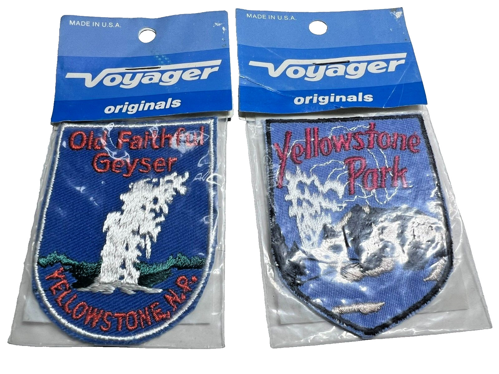 Vintage Old Faithful Geyser & Bear Yellowstone National Park Patches NEW