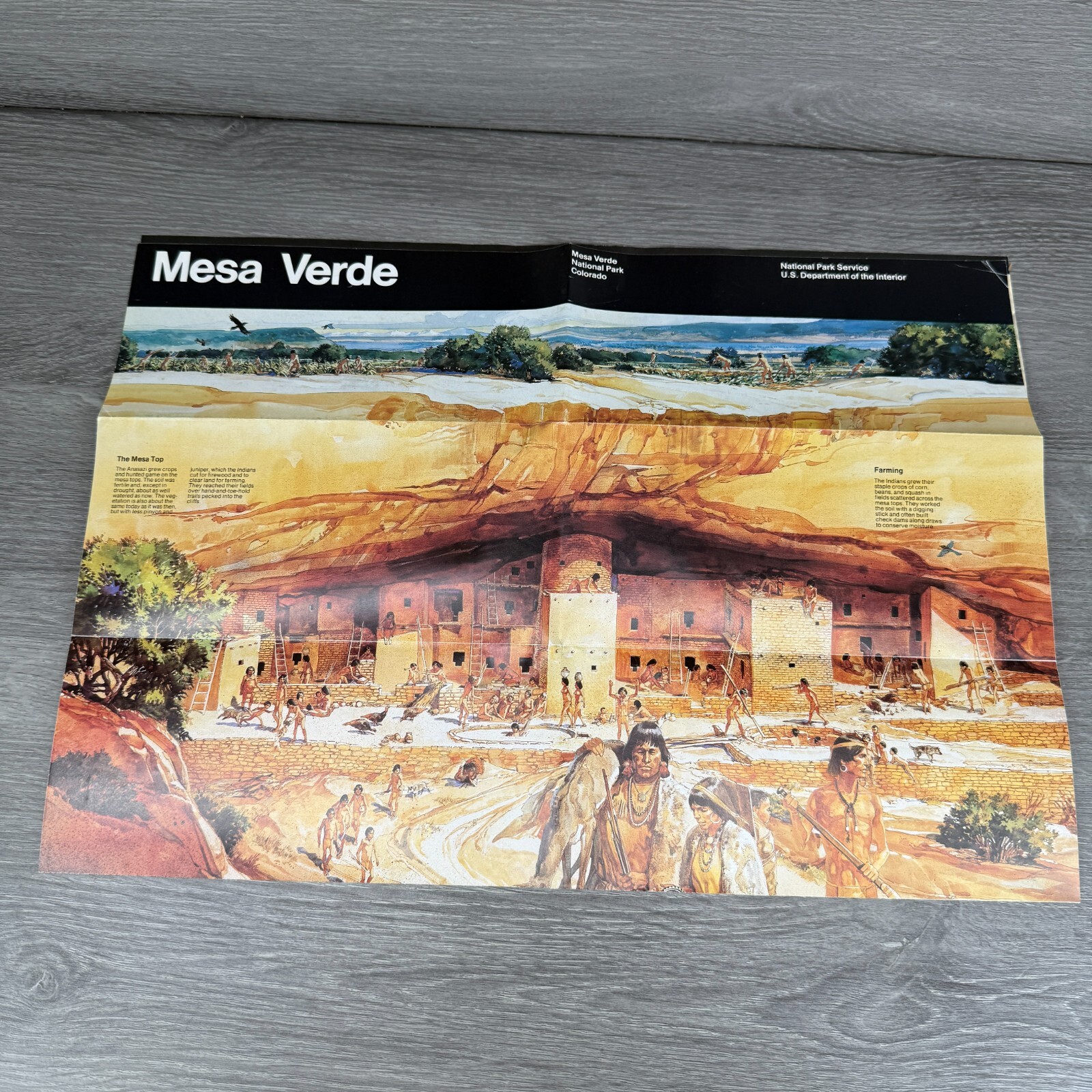 Vtg 1995 Mesa Verde National Park Colorado Brochure USDOI Map Guide History Info