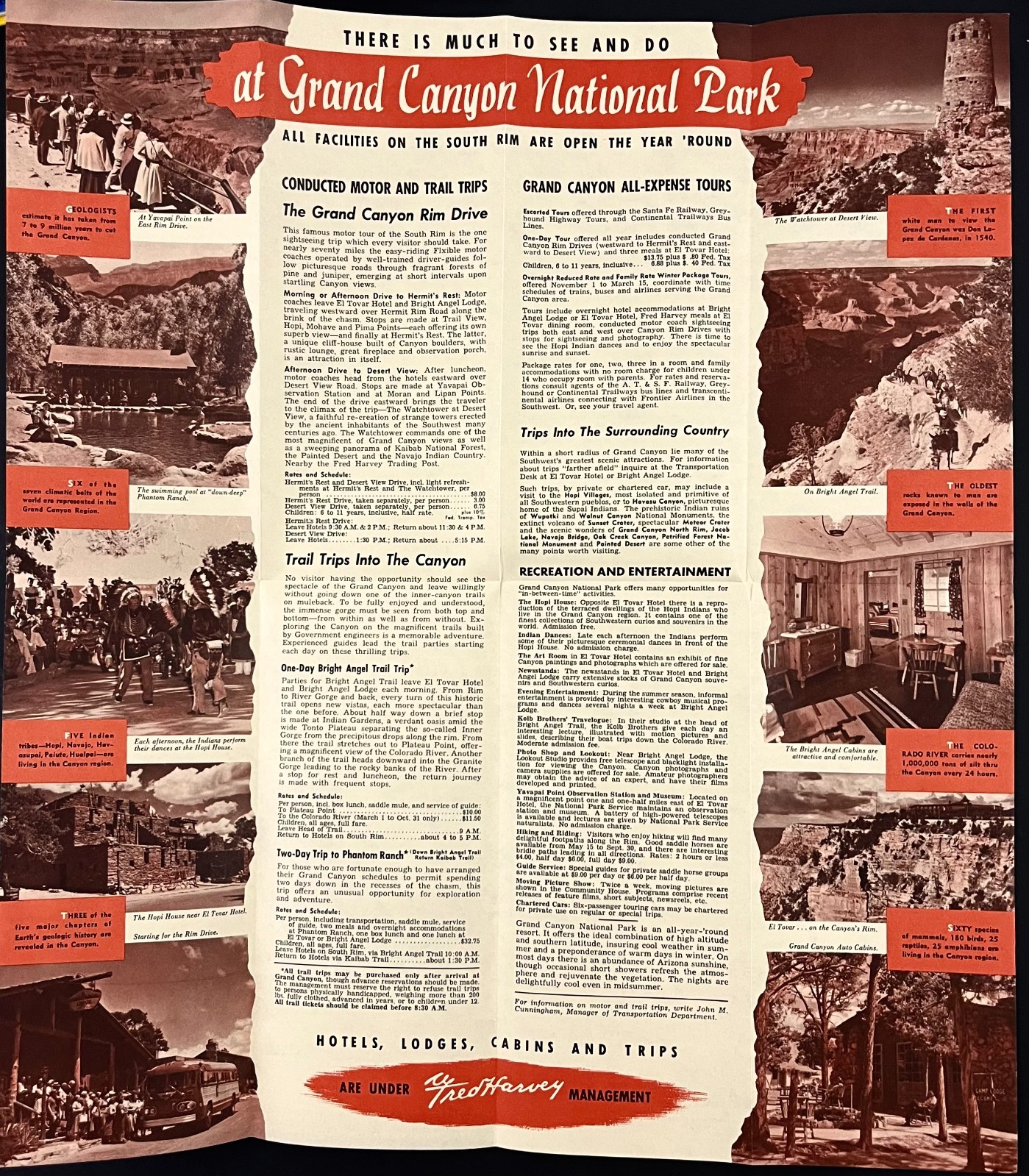 1956 Grand Canyon National Park AZ Midcentury Guide Map Vintage Travel Brochure