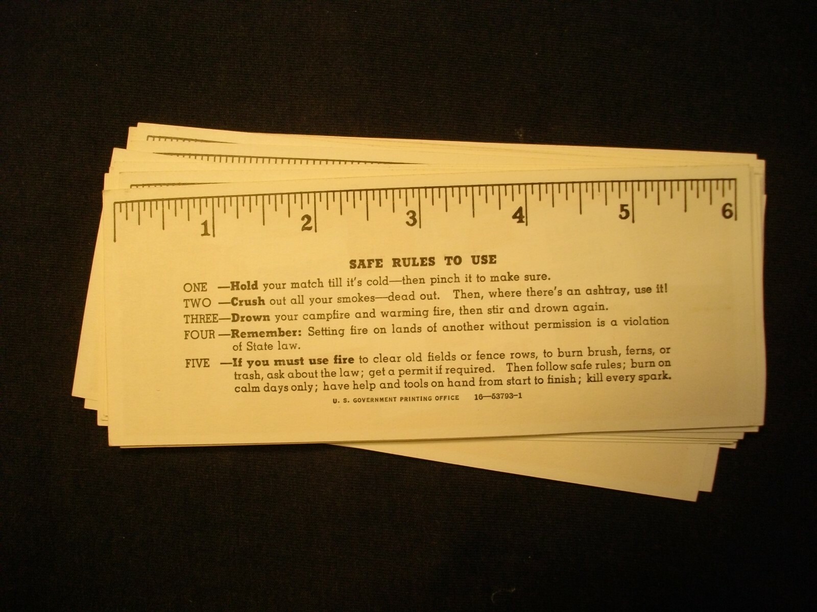1956 U.S.State Forestry Dept. SMOKEY BEAR bookmark CHOICE/QUANTITY