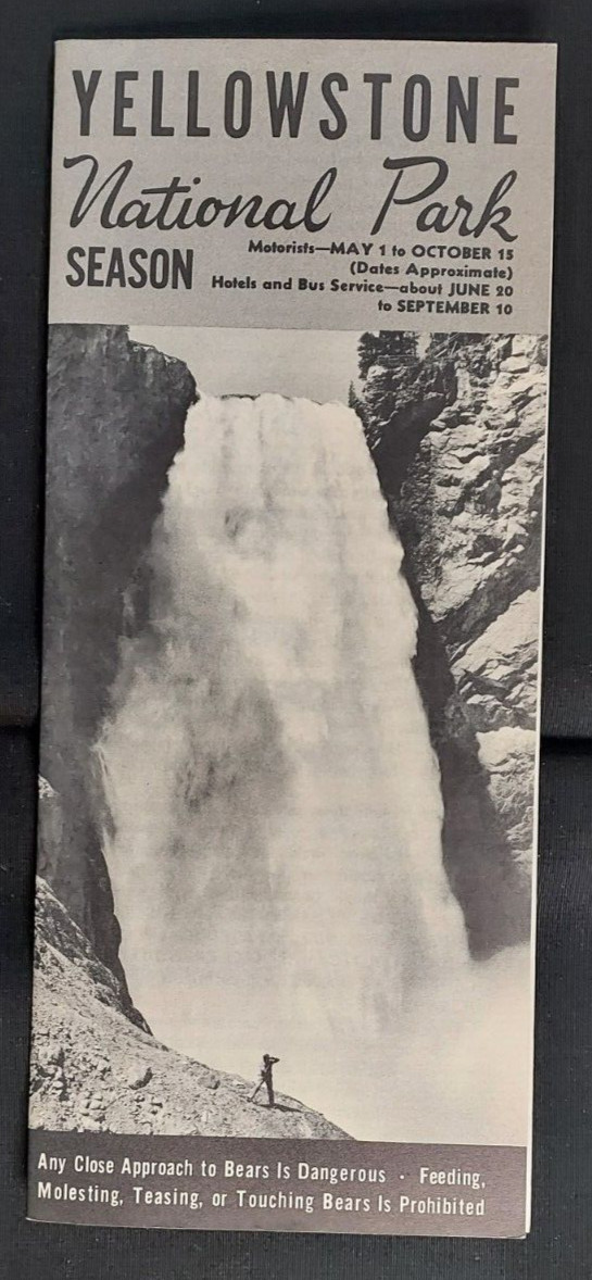 1949 Tourist Brochure Yellowstone National Park Map Falls Geysers Roads Trails