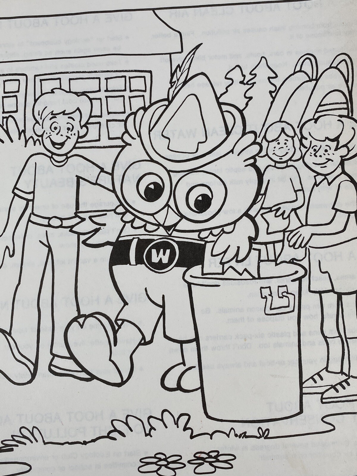 Woodsy The Owl Vintage 1979 Coloring Book Paper Sheet 1970’s Give Hoot Pollute