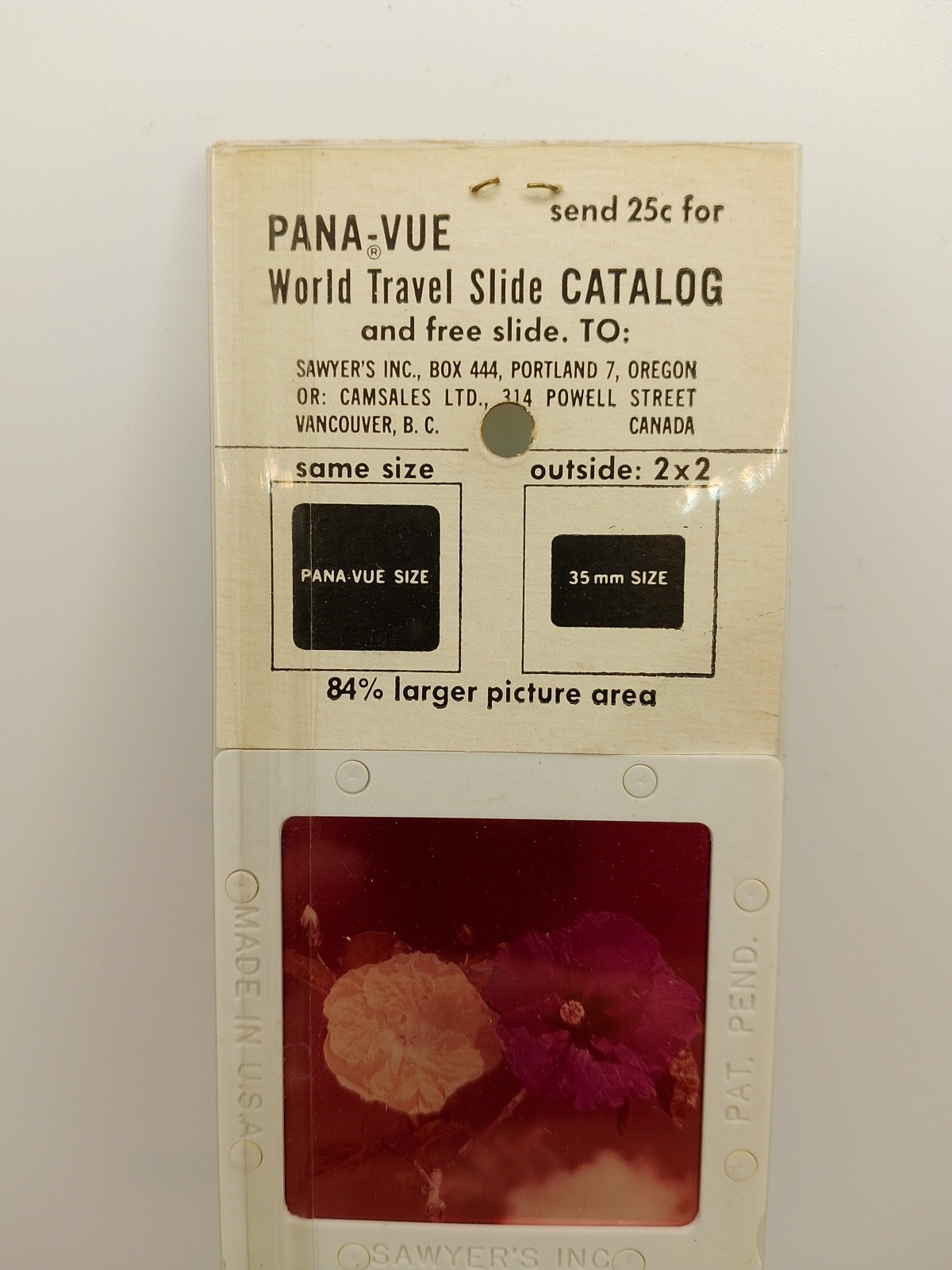 Vintage Pana Vue 4, 2×2 Color Slides Hawaiian Flowers Hibiscus, Bird Of Paradise