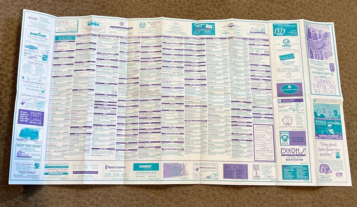CENTRAL DOWNTOWN DENVER COLORADO PICTURE MAP & DIRECTORY 1999