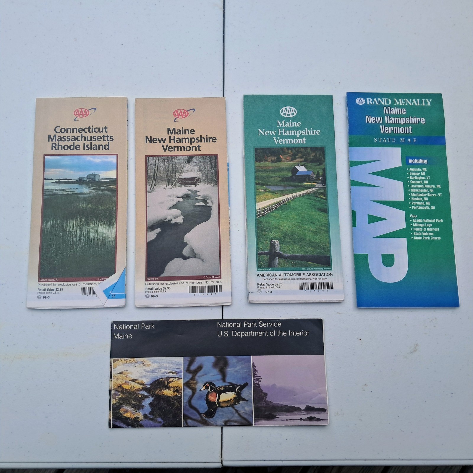 Vintage ACADIA NATIONAL PARK Maine NH Vermont Conn Mass Rhode Island Maps Lot 5