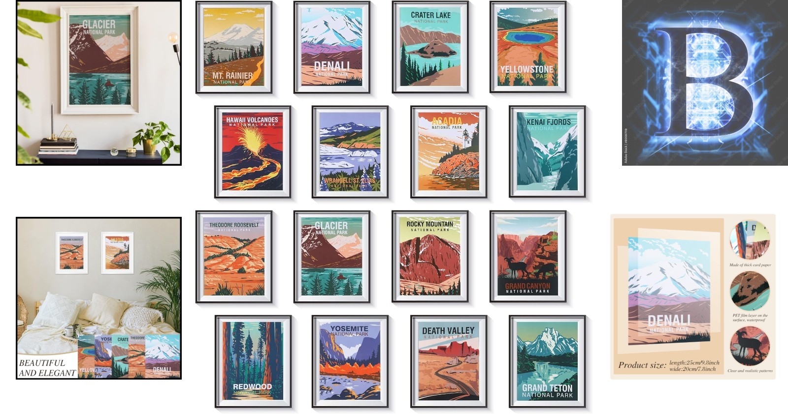 Vintage Landscape Posters – 16 Abstractive Art Prints for Home Design