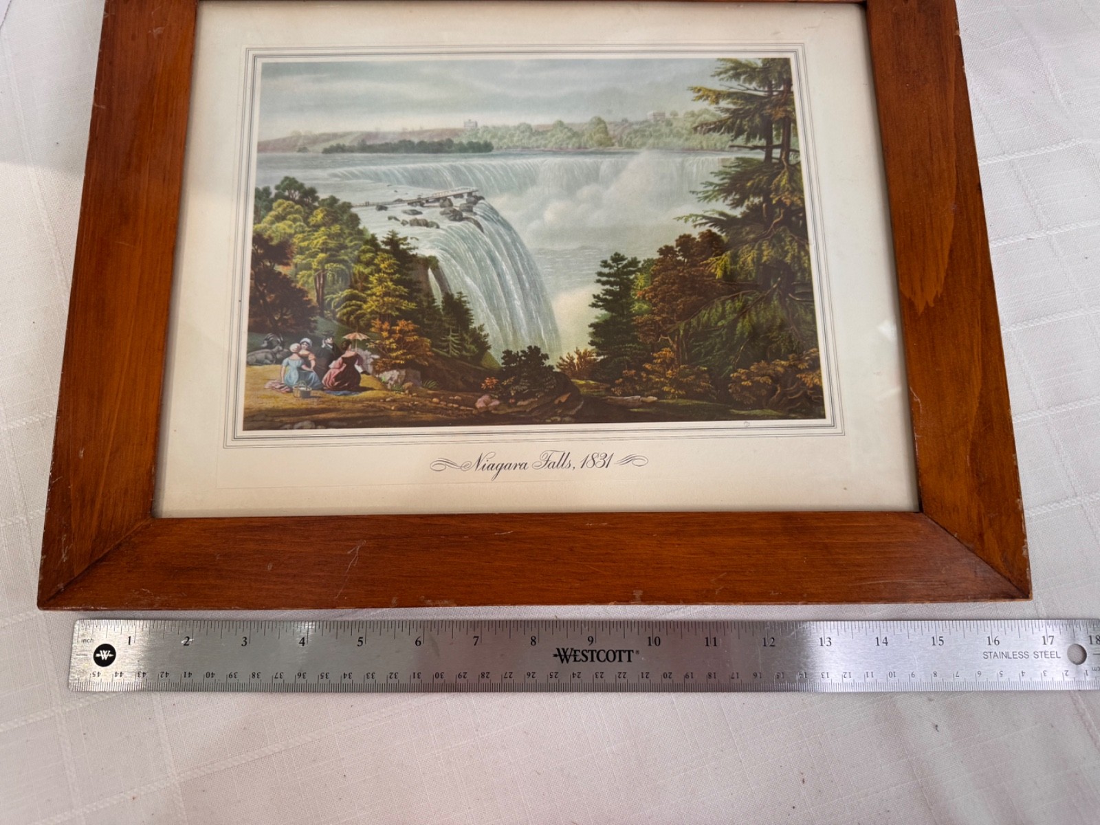 Vintage Picnic at Niagara Falls 1831 Framed art – FREE SHIPPING