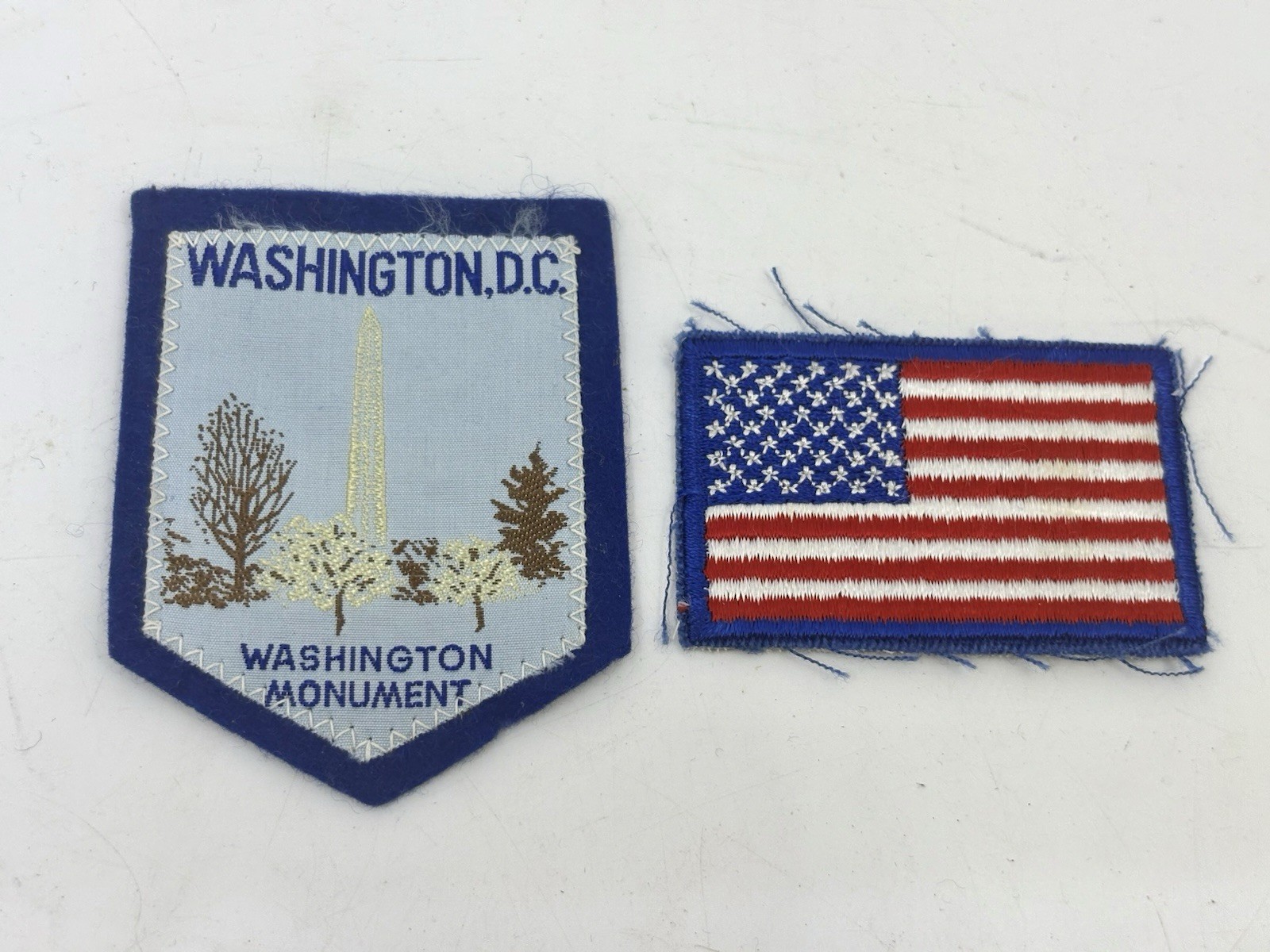 Vintage Washington Monument Patch And American Flag Patch