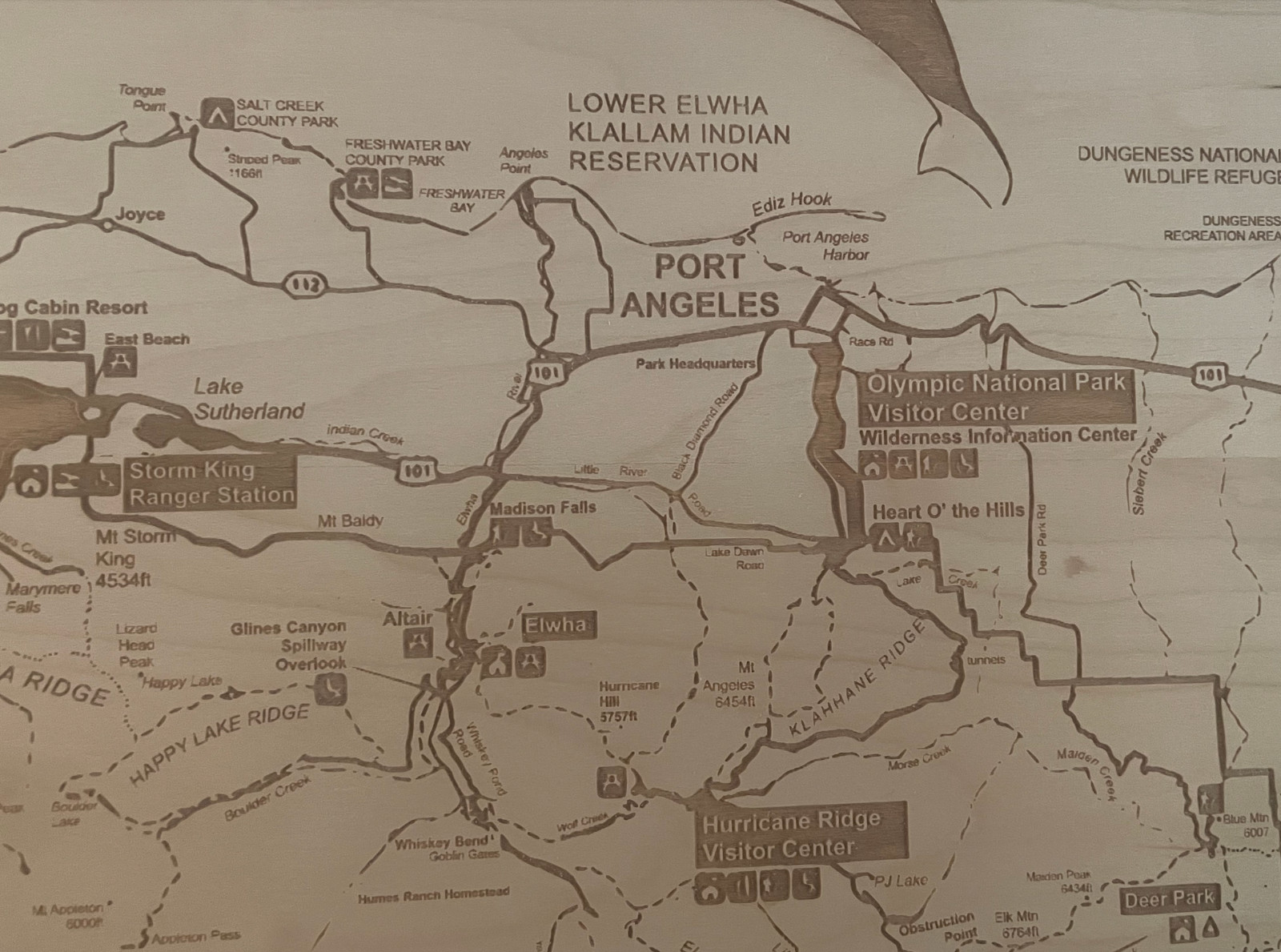 Olympic National Park Wooden Engraved 22″x32″ Framed Map