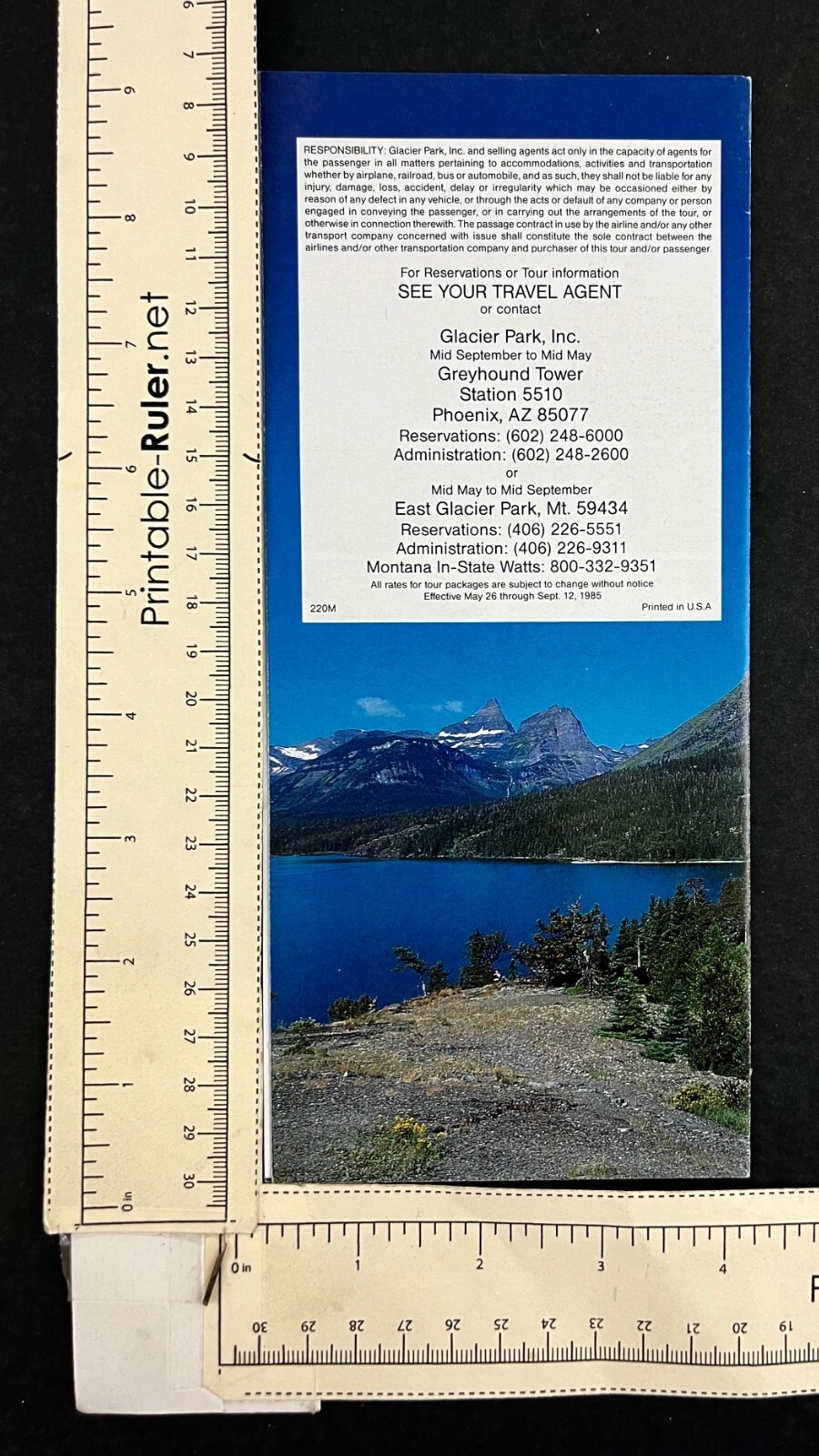 1985 Glacier National Park Montana Recreation Lodge Vintage Travel Map Brochure