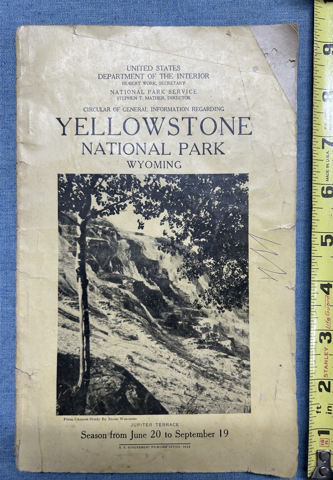 1928 Yellowstone National Park Guide Fold-out Map Tourists Descriptions & Rules