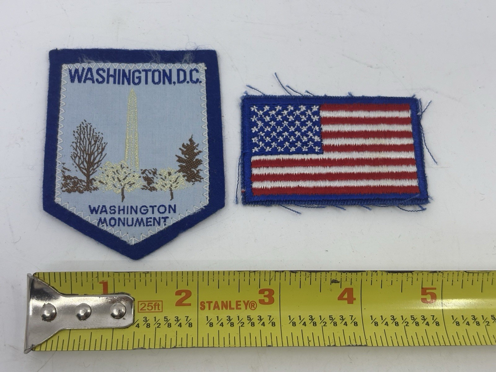 Vintage Washington Monument Patch And American Flag Patch
