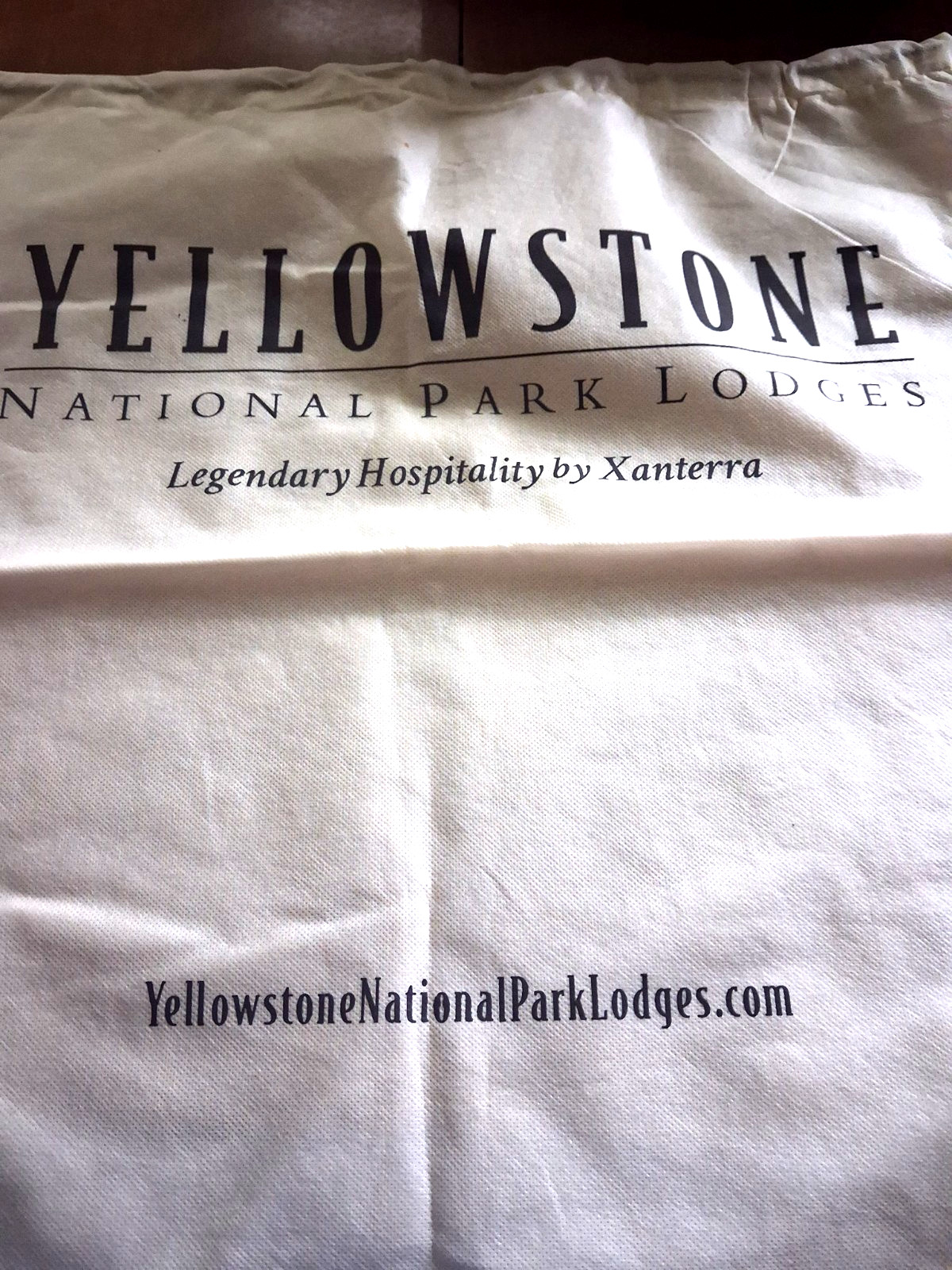 Vintage Yellowstone Lodging Garment Drawstring Bag 20″ x 20″