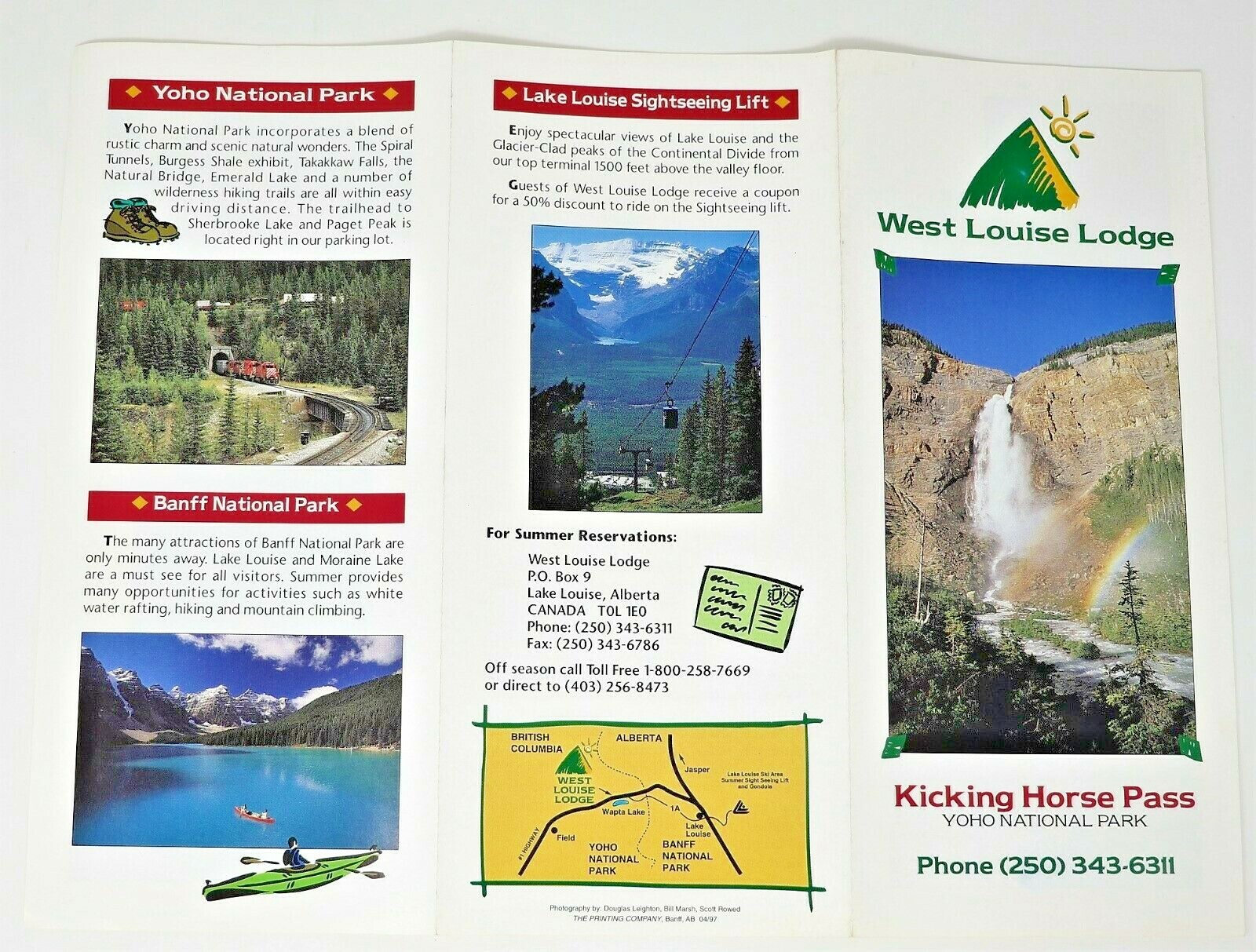 Travel Brochure West Louise Lodge Kicking Horse Pass Yoho National Park Canada